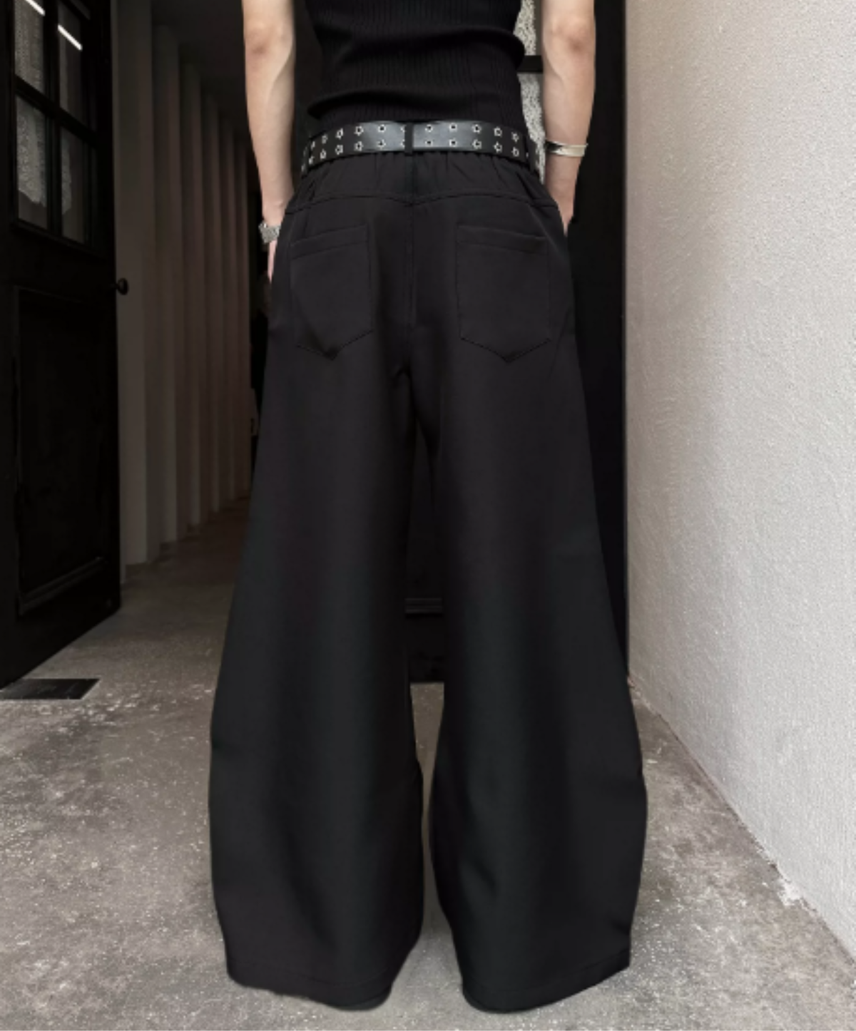 front panel with chain accent wide pants EN3140