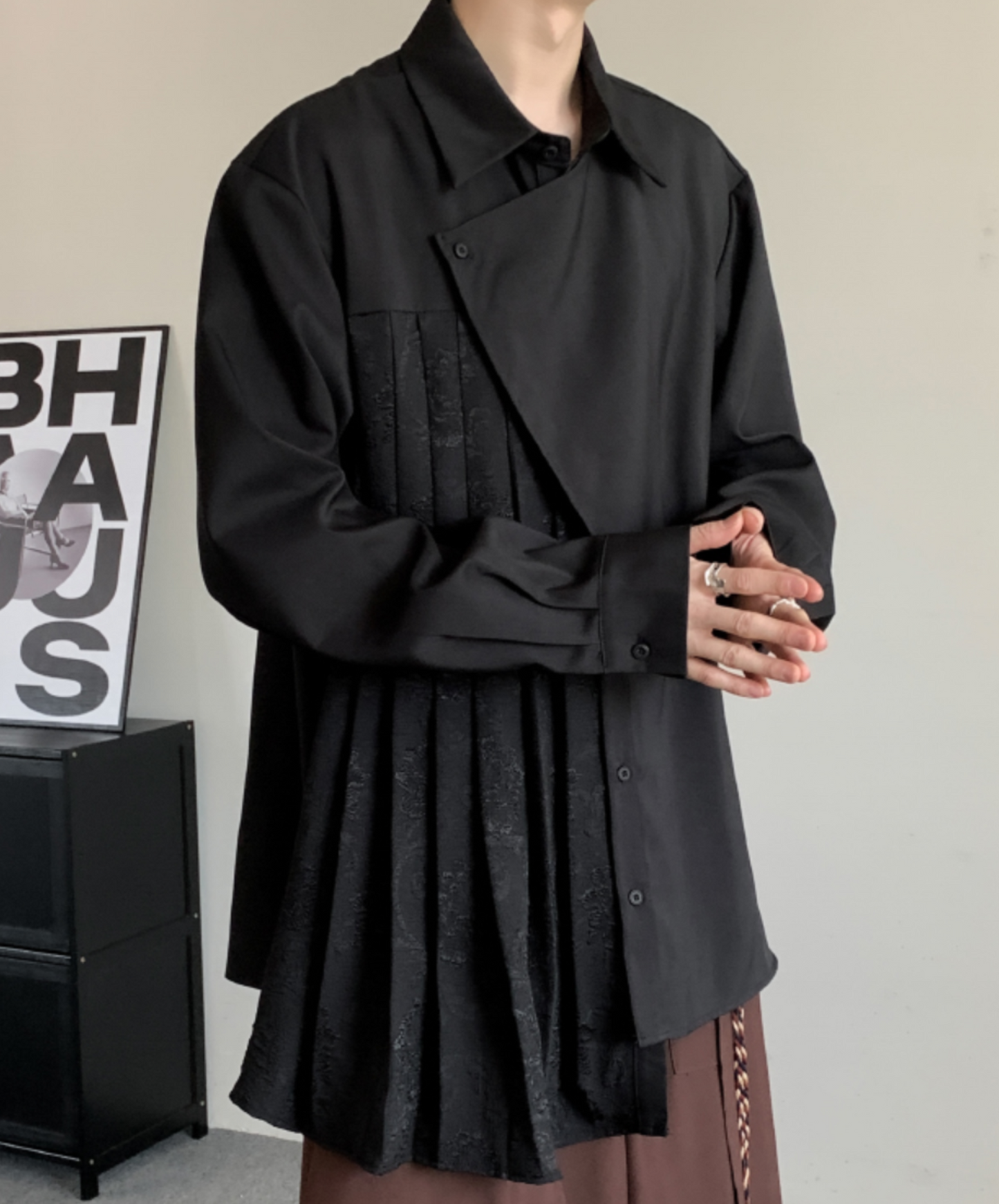 asymmetric splicing shirt EN1489