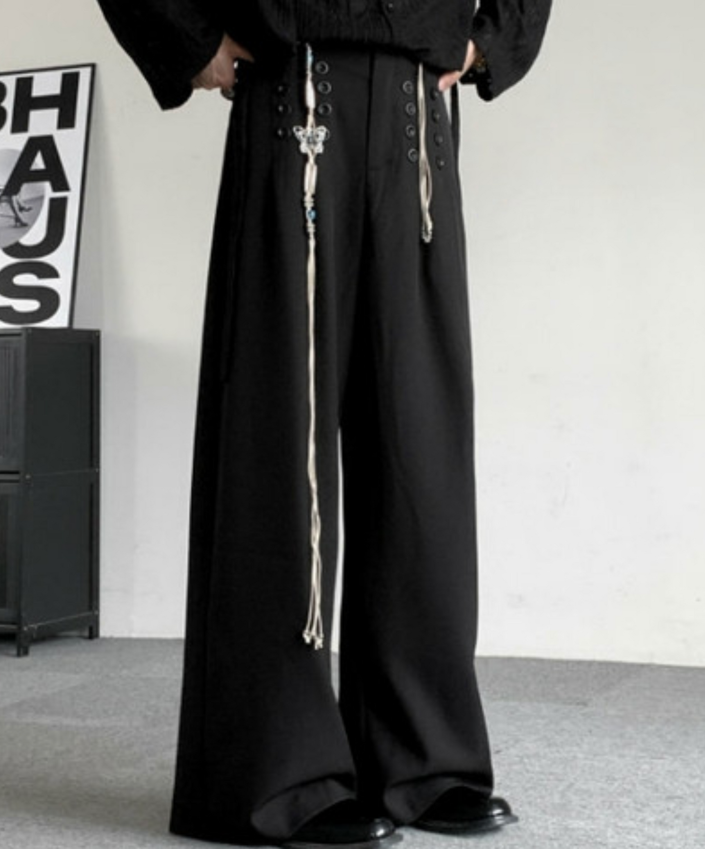 retro multiple button decoration pants EN2371
