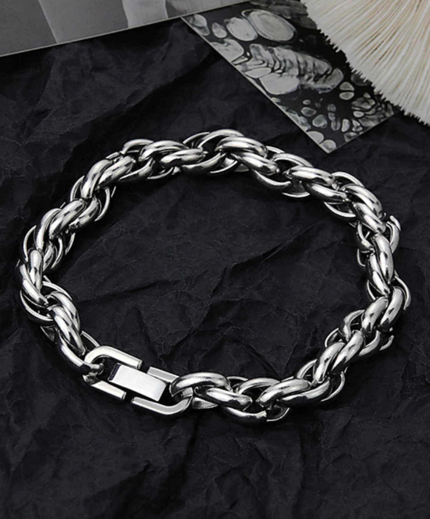 wave line silver chain bracelet EN2063