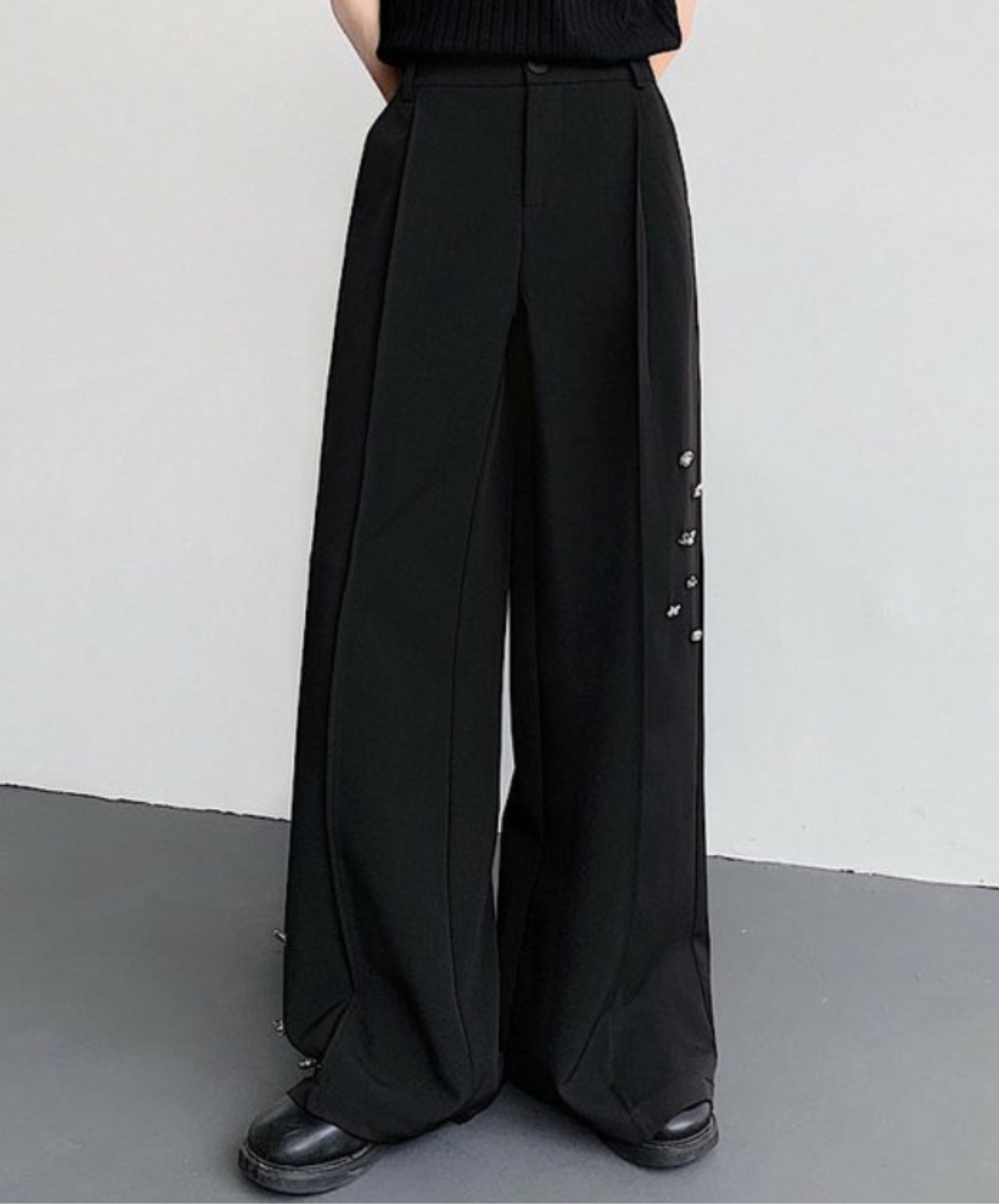 dark random metal design wide pants EN2323