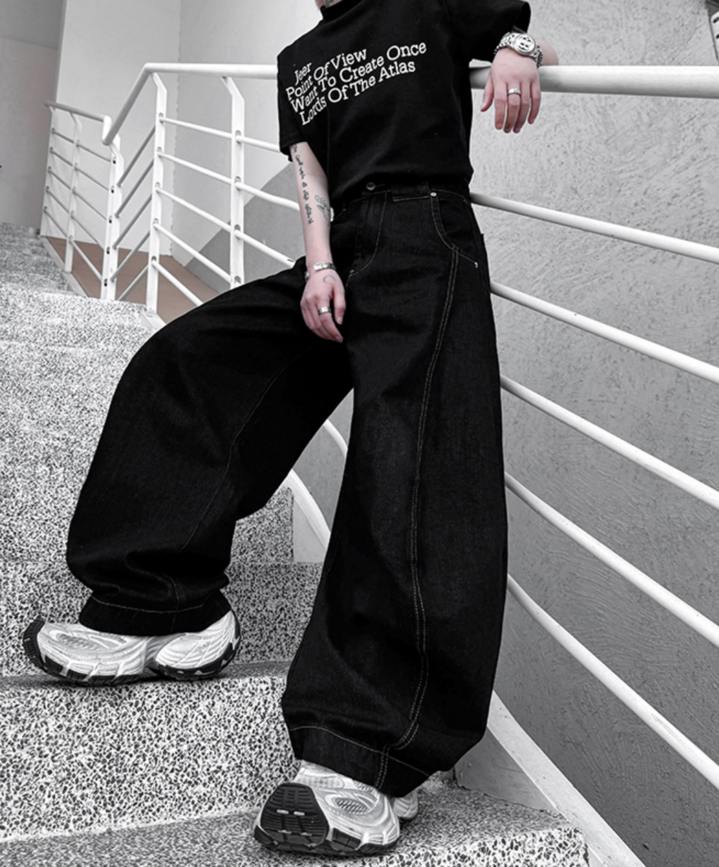 retro straight loose style wide pants EN2099