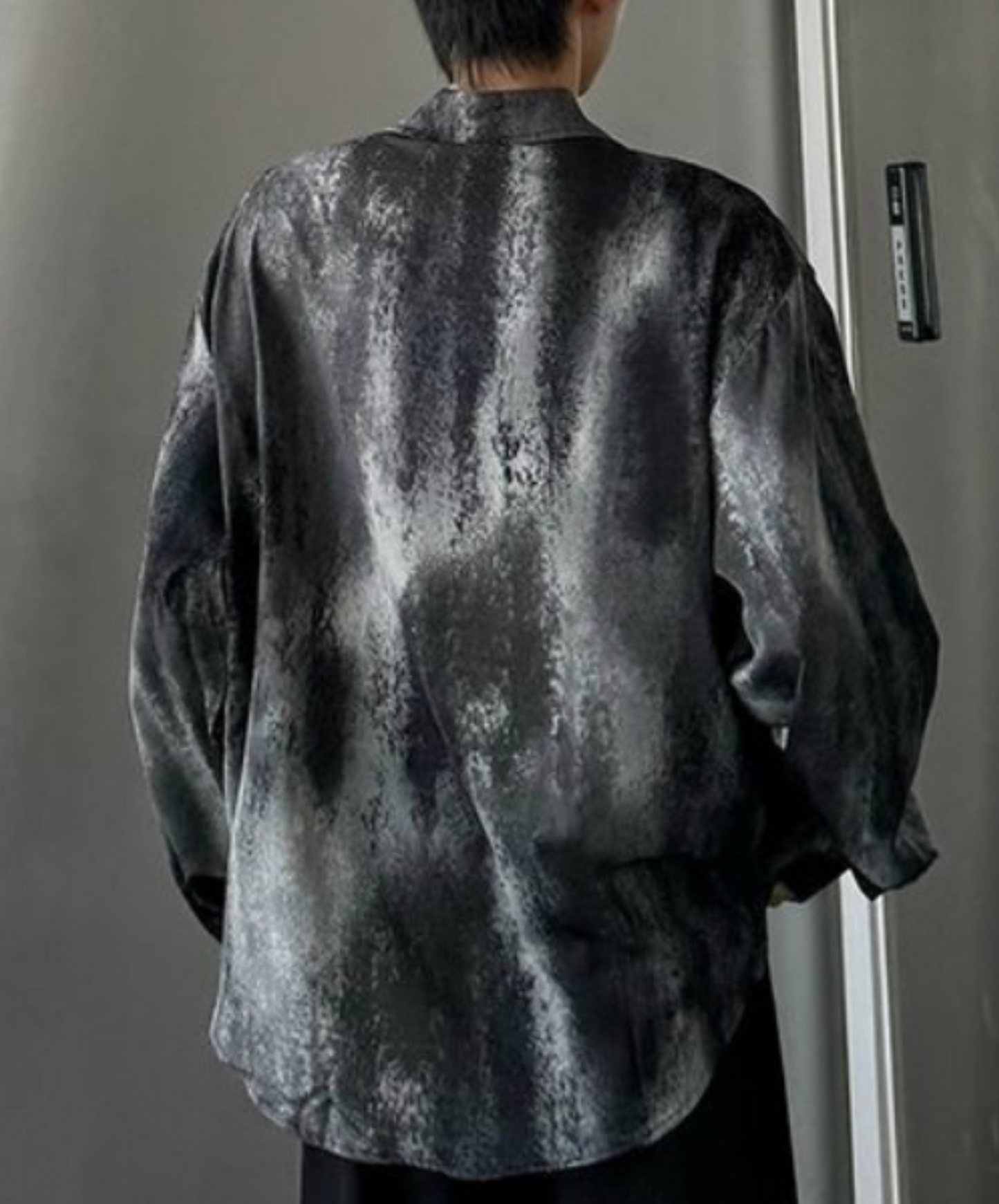 dark lace with 3d butterfly embroidery shirt EN2325