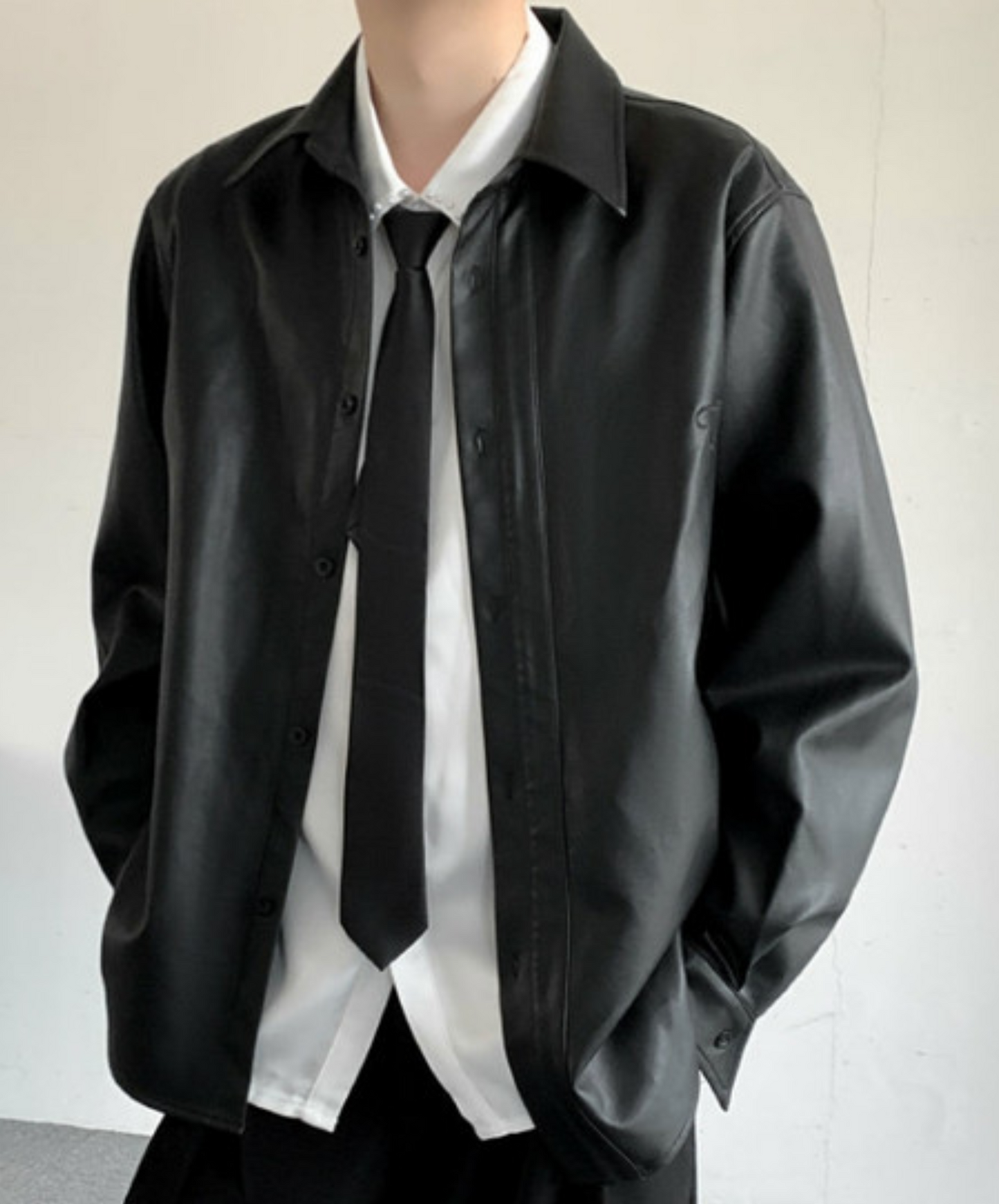 simple smooth leather shirt EN2370