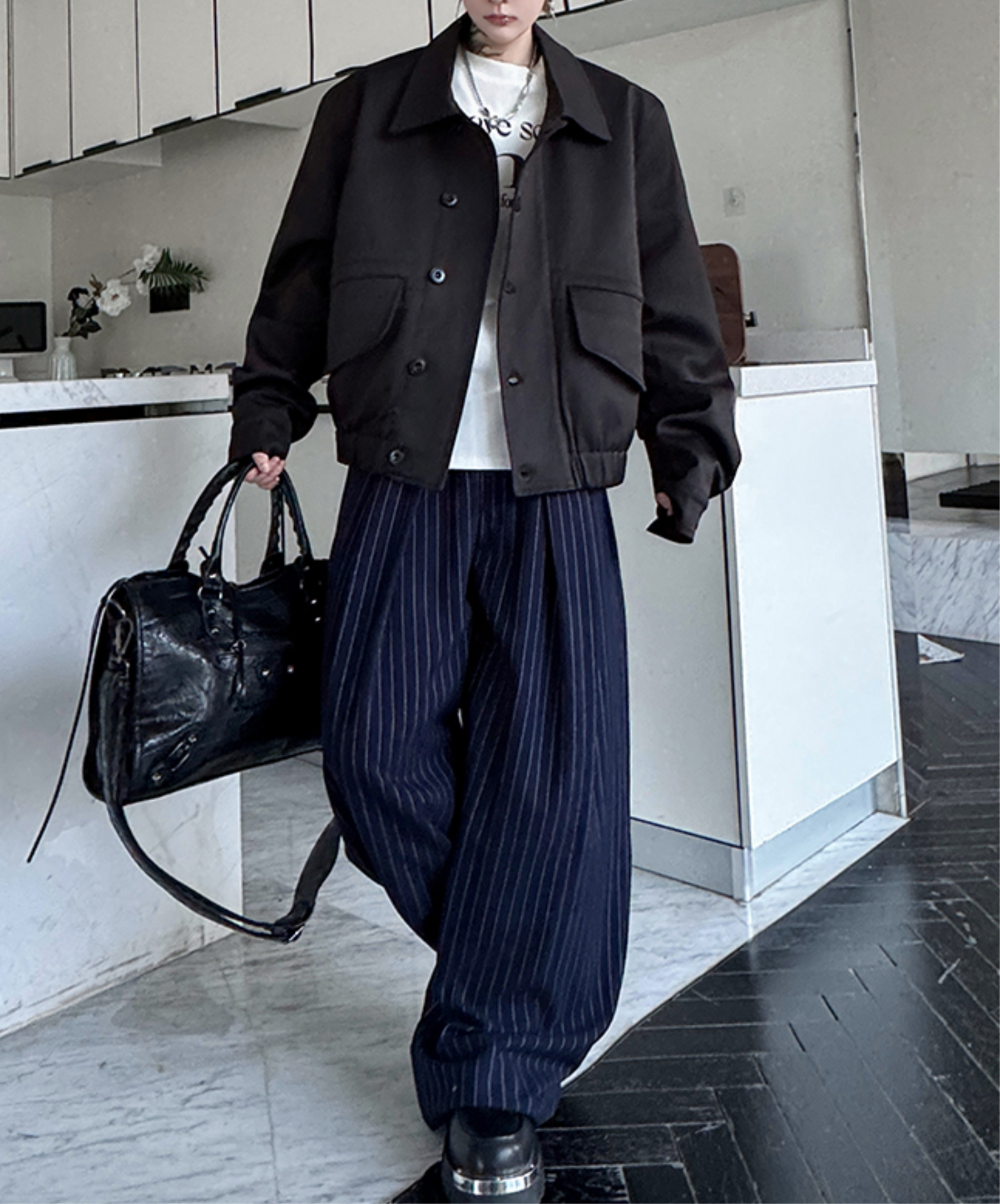 dark big pocket short length jacket EN2375