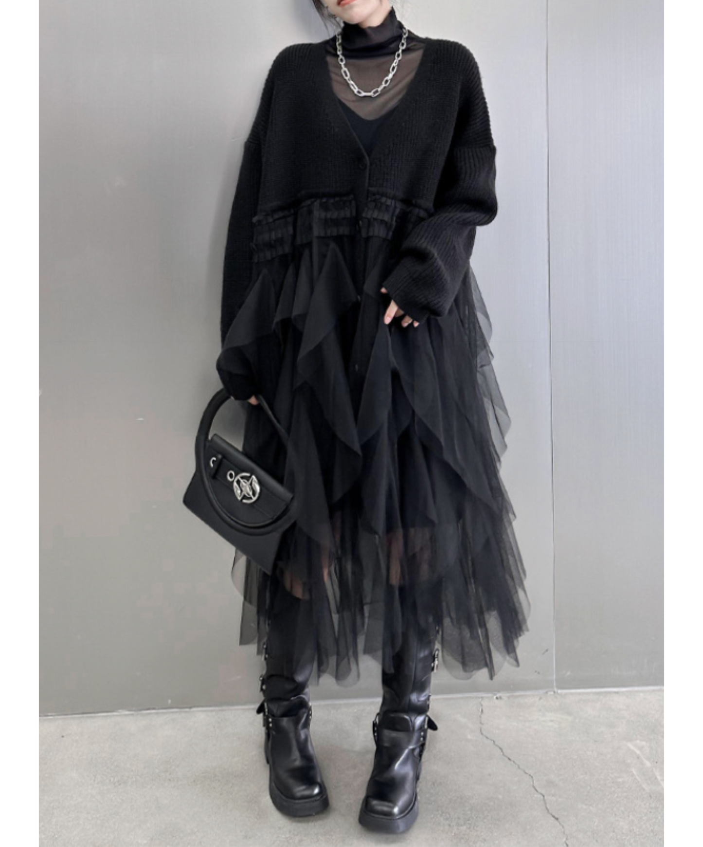 layered ruffle tulle cardigan EN2448