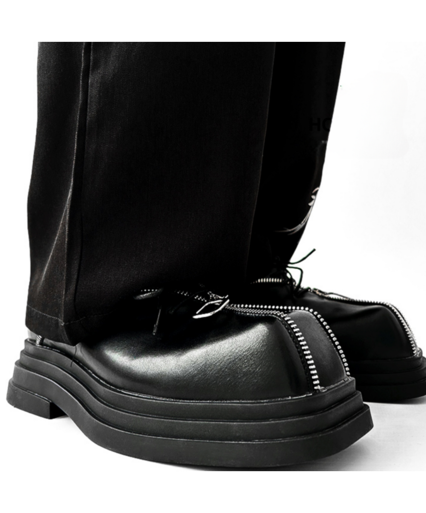 square head punk zipper design shoes EN1921