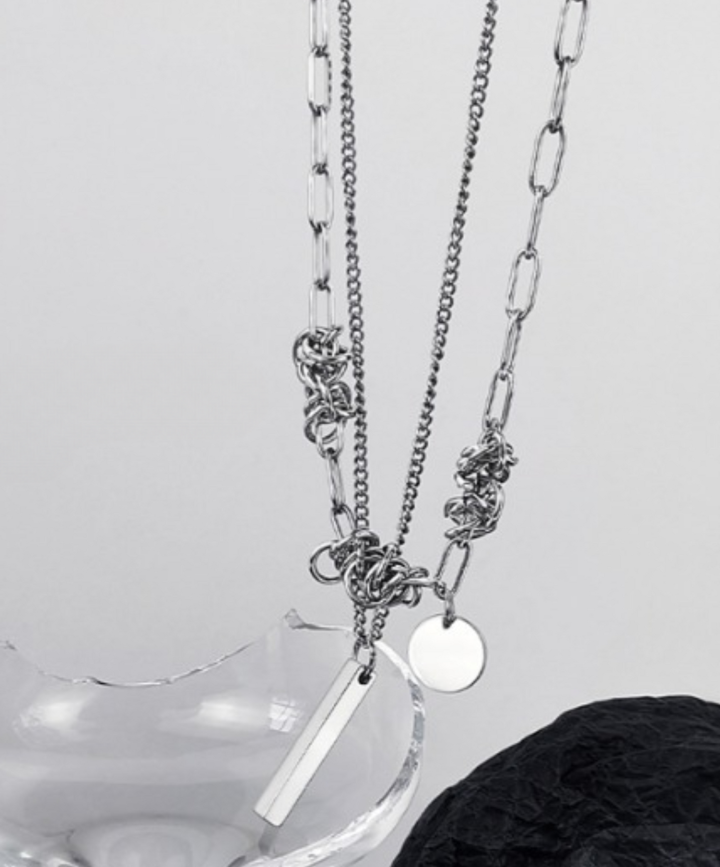 double chain titanium necklace EN1594