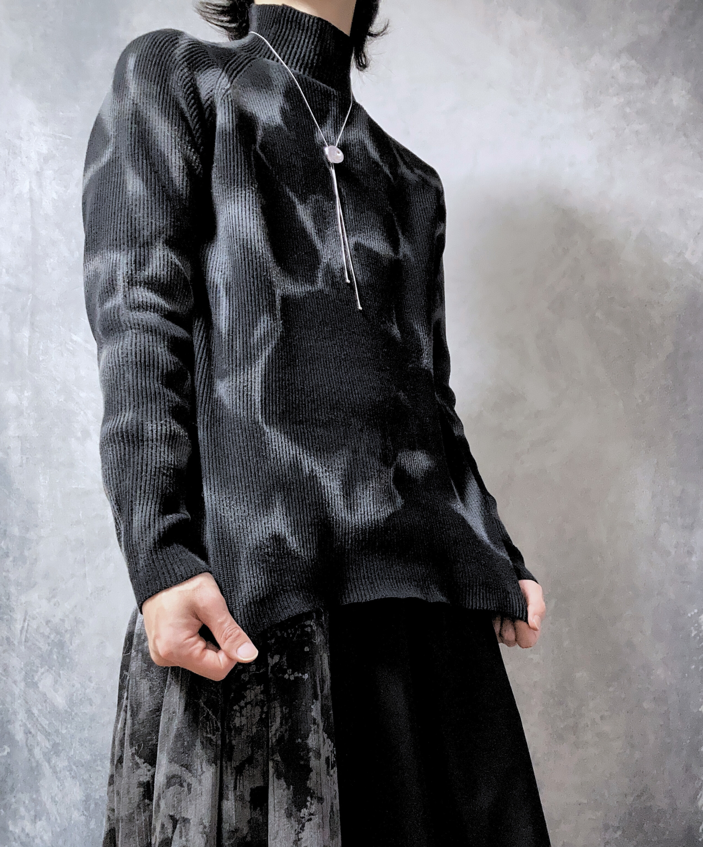 【style70】dark mode outfit set EN1909(jacket + sweater + pants set)