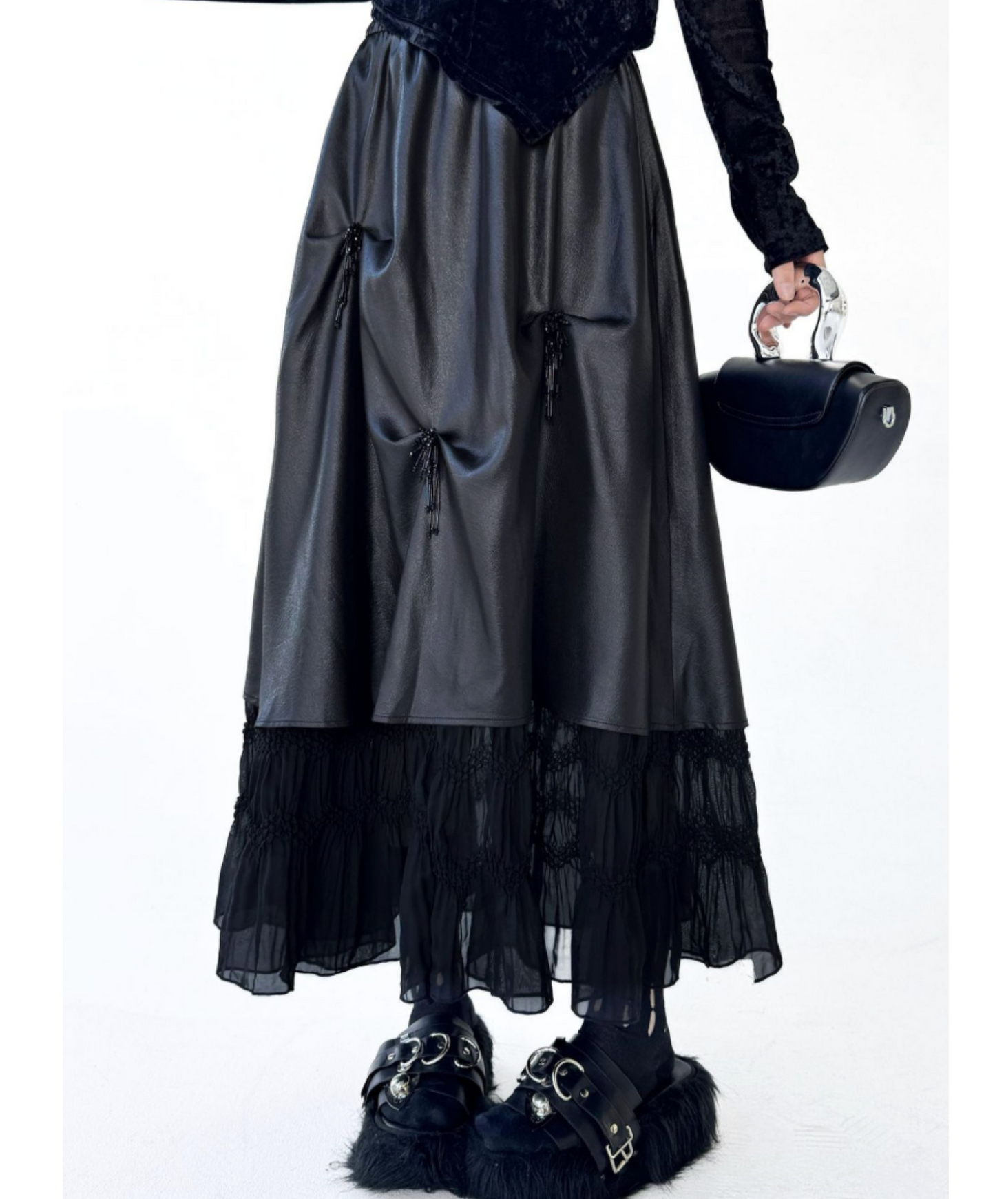 dark patchwork midi skirt EN2720