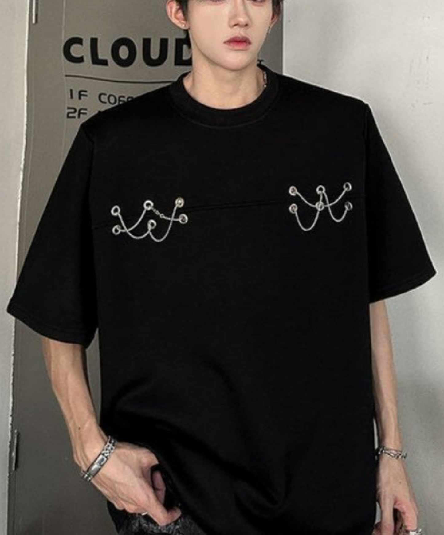 metal chain rope design t-shirt EN2238