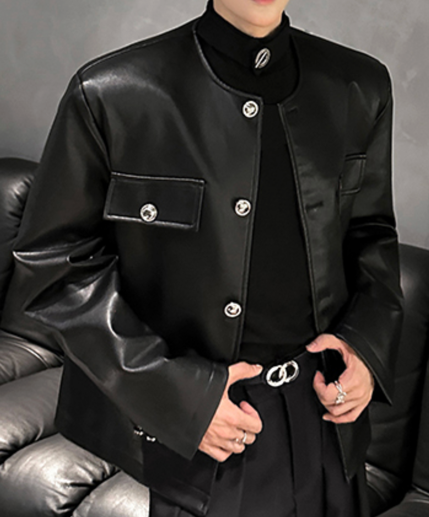 pu leather short riders jacket EN2474