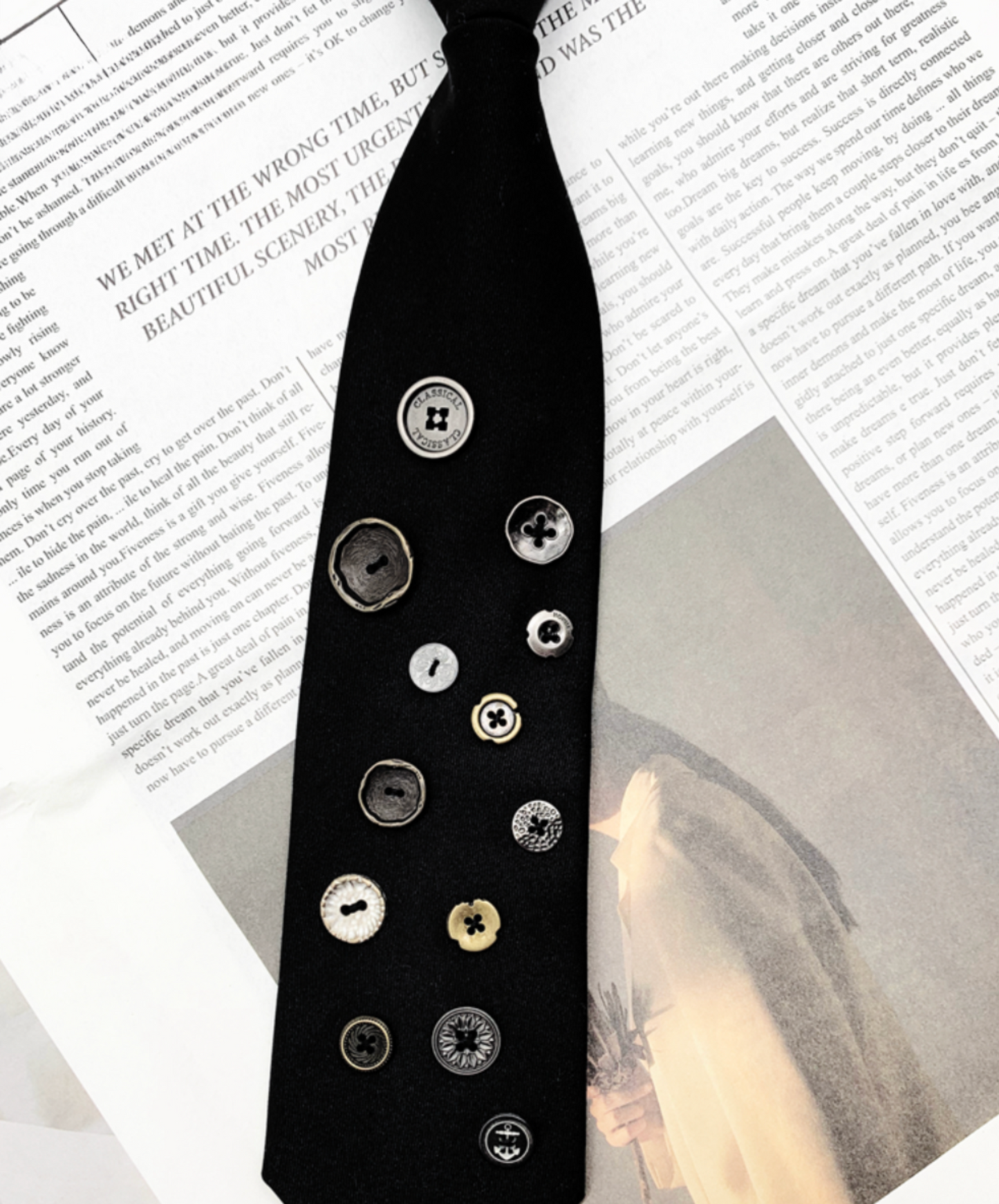 random size button decoration necktie EN2352