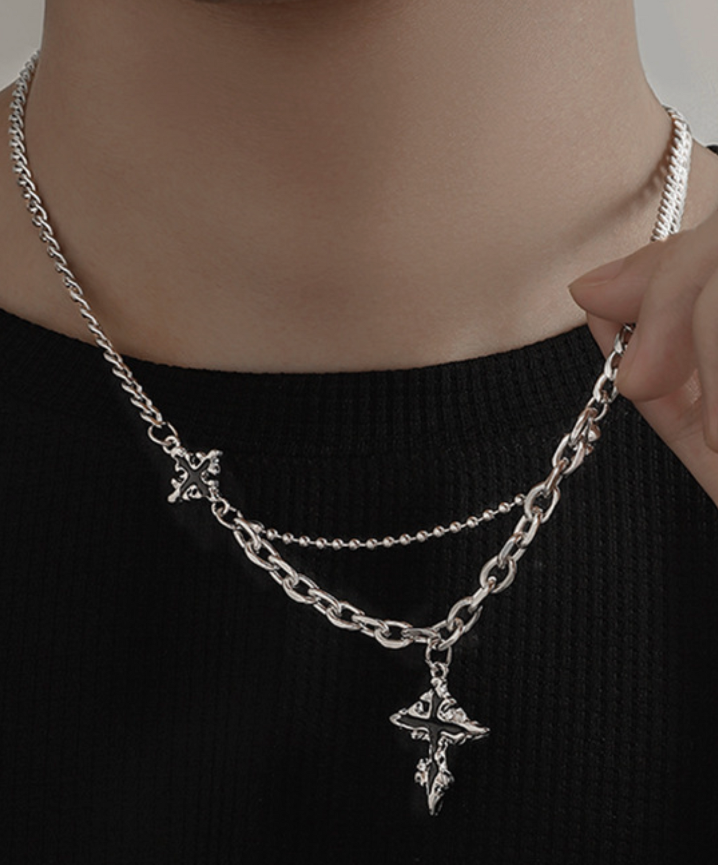 cross star silver necklace EN2463