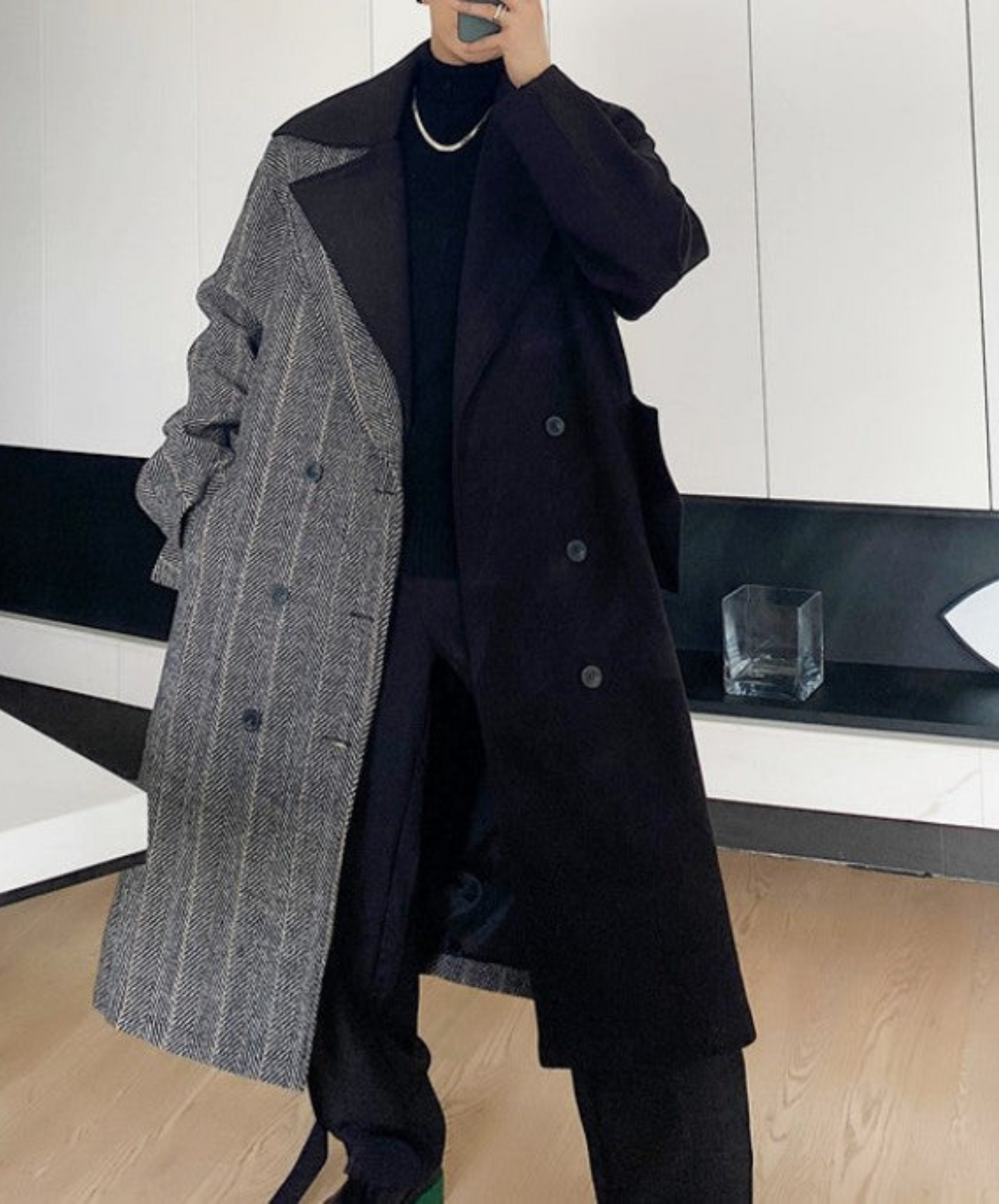 【style37】dark mode outfit set EN1410( coat+ pants set)