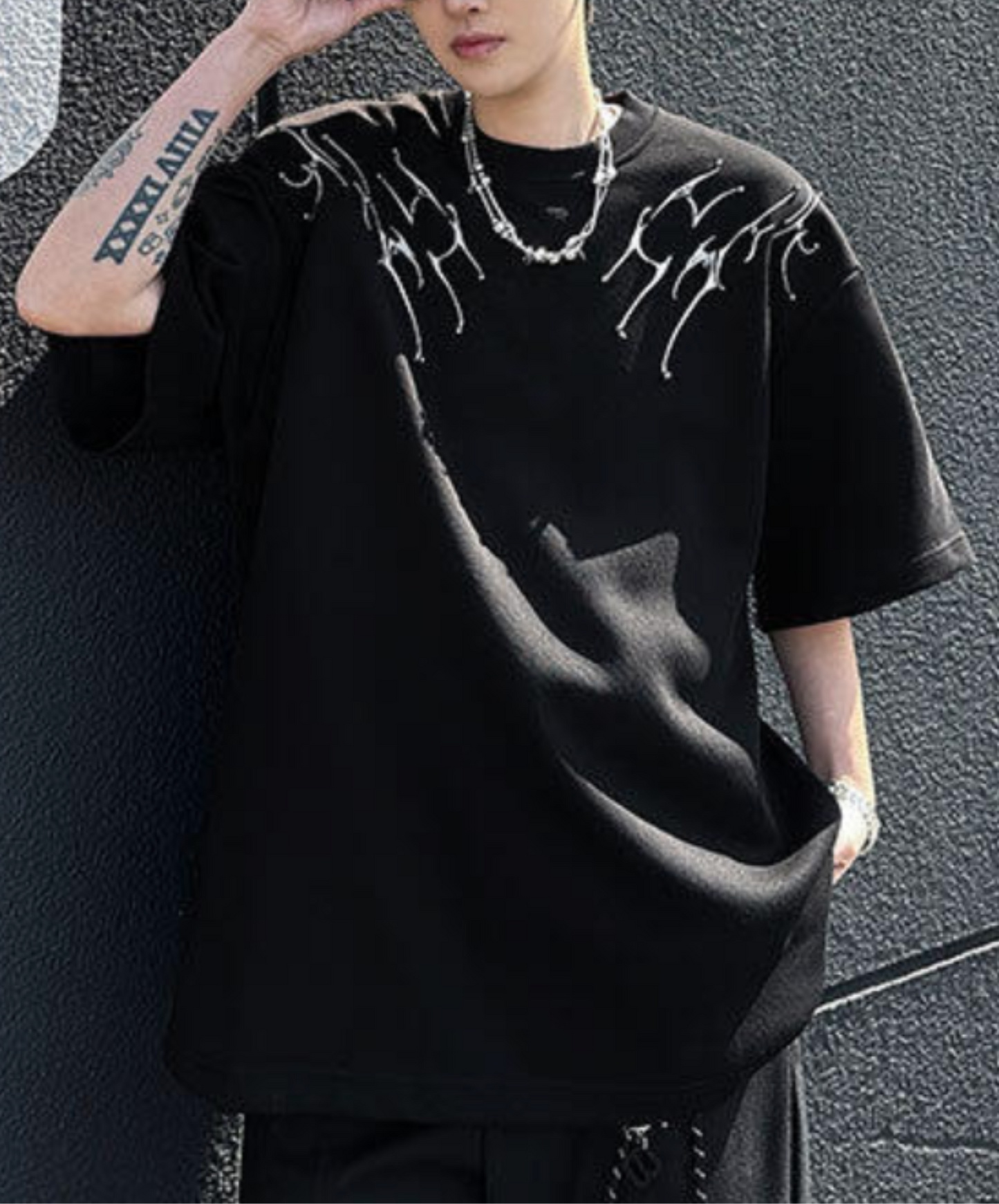 beaded embroidery retro design t-shirt EN2260