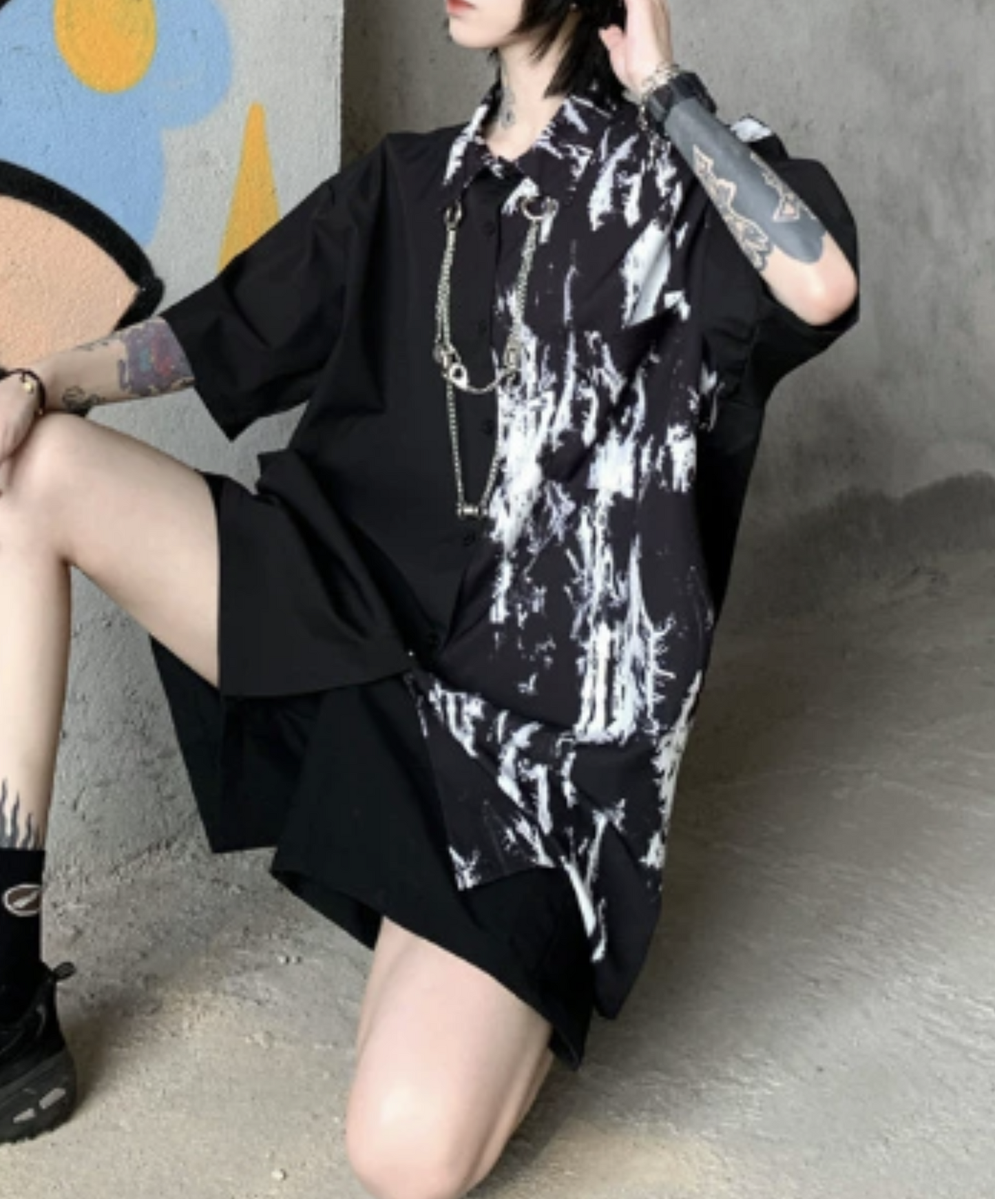 【style60】dark mode outfit set EN1863(jacket + shirt + pants set)