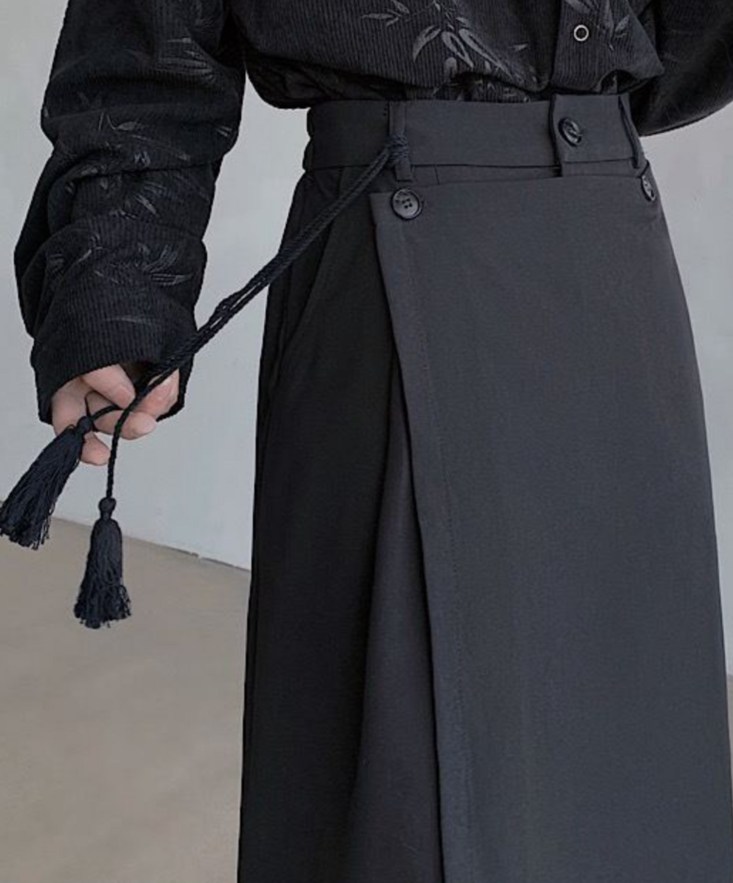 dark chinese style 2way casual wide pants EN1608