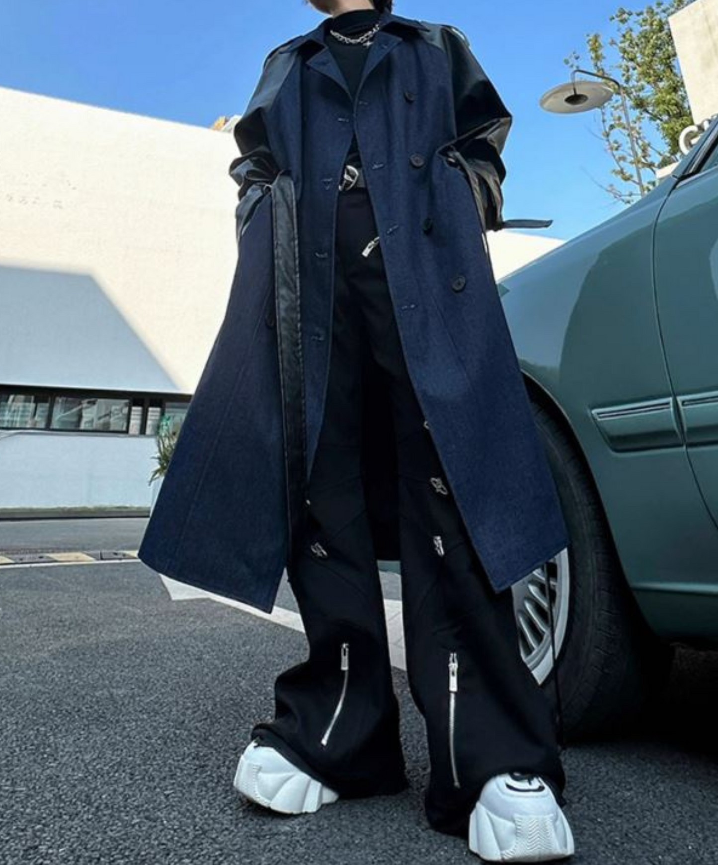 mixed double breasted material coat EN1371