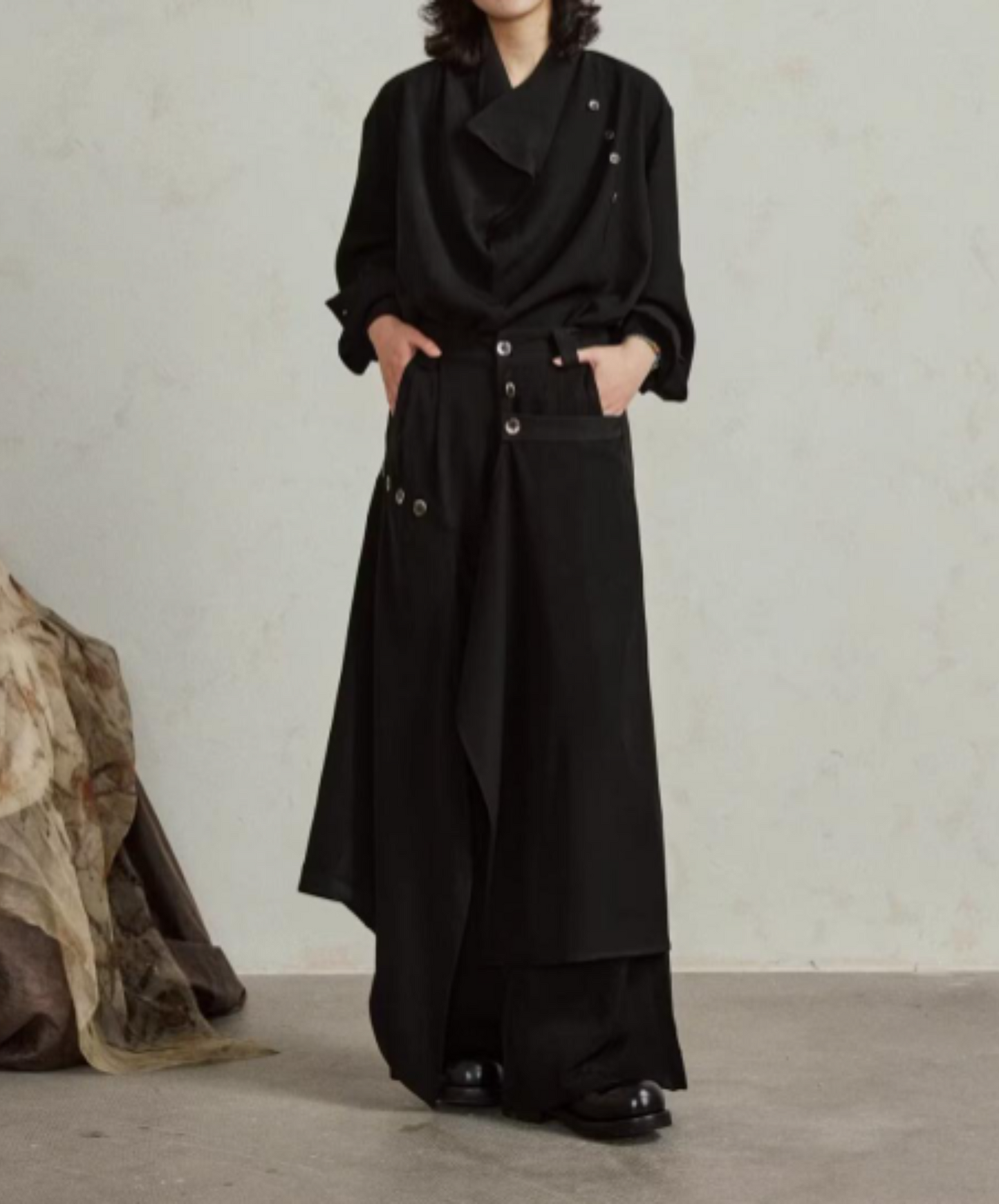 dark layered wide pants EN1866