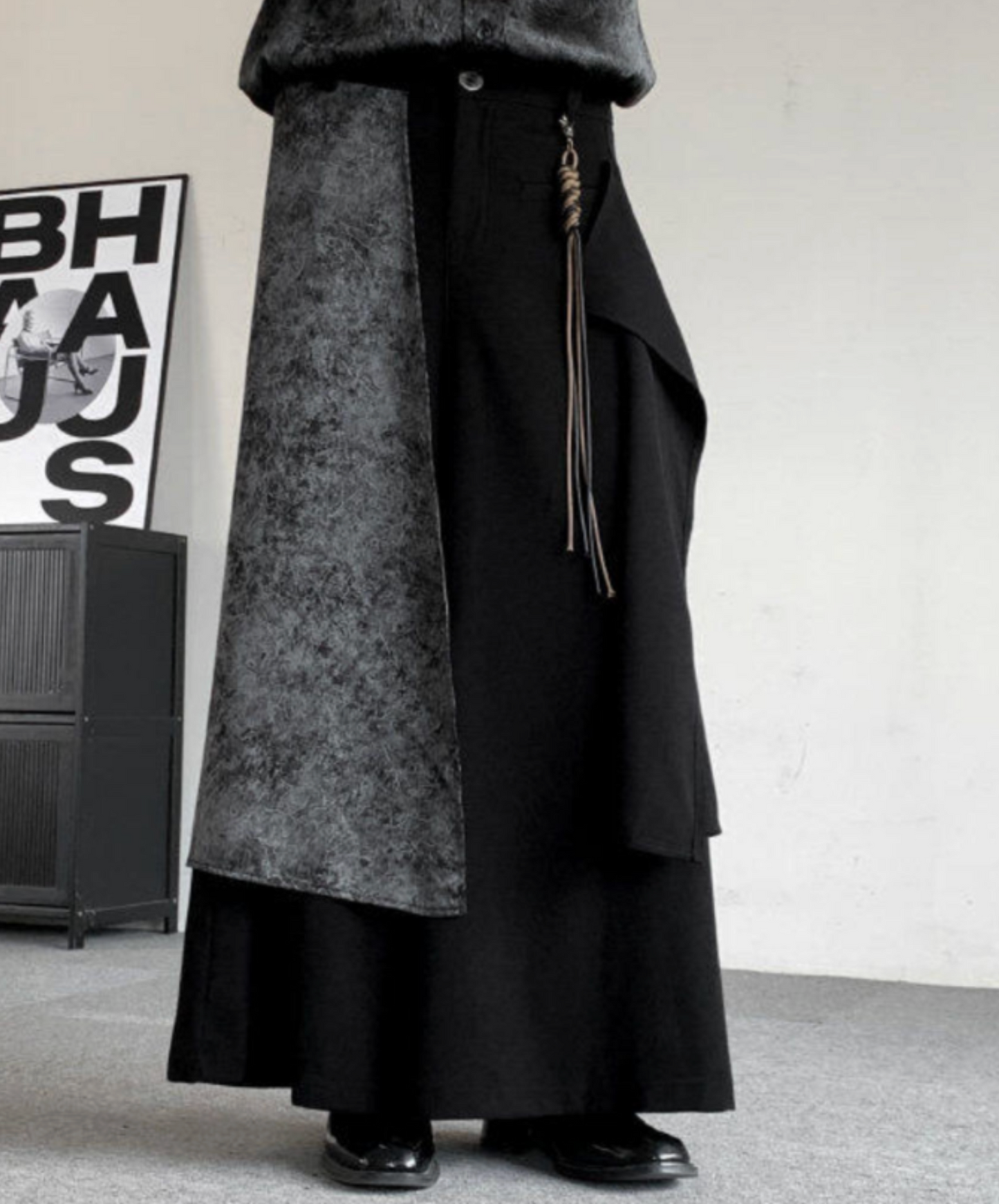 dark wide leg drape pants EN2569