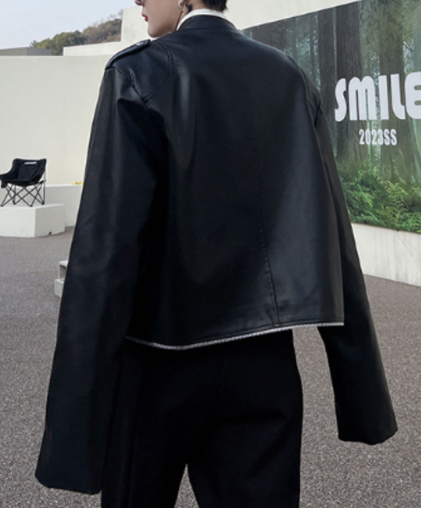 zip design leather jacket EN1229