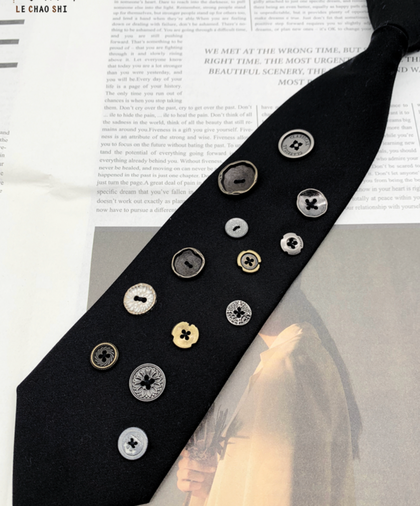 random size button decoration necktie EN2352