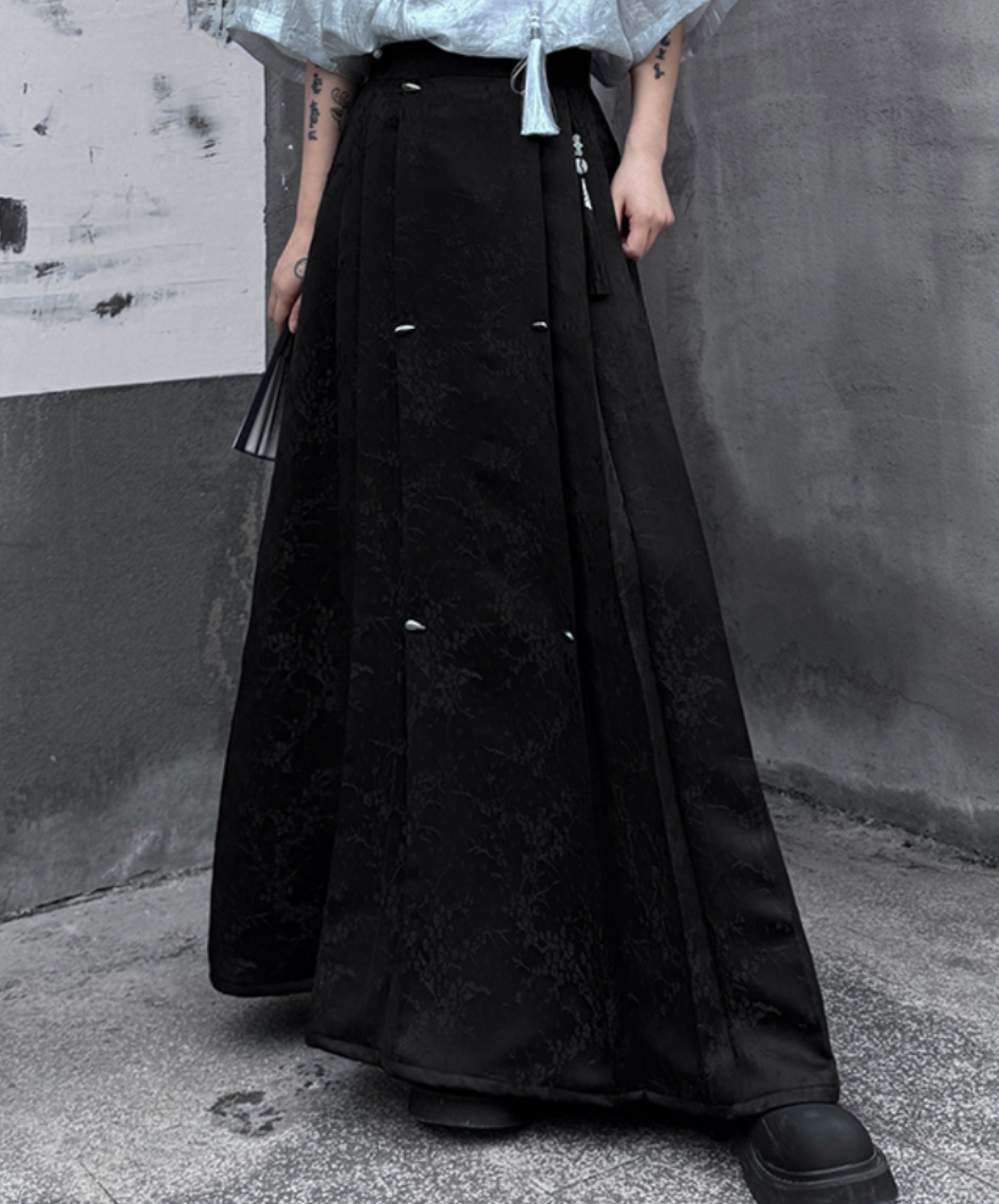 dark hanfu style pleated long skirt EN1755