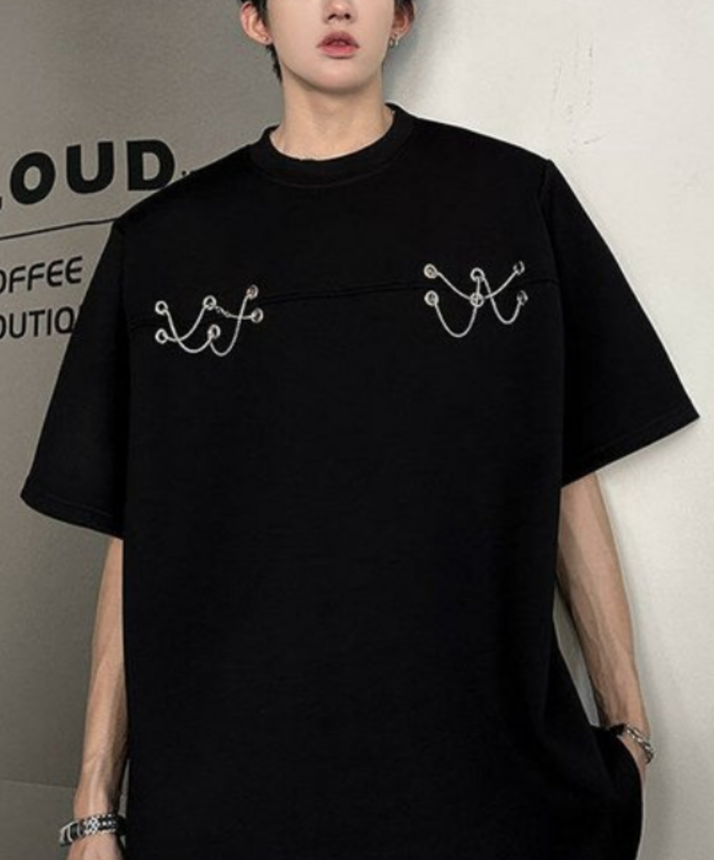 metal chain rope design t-shirt EN2238