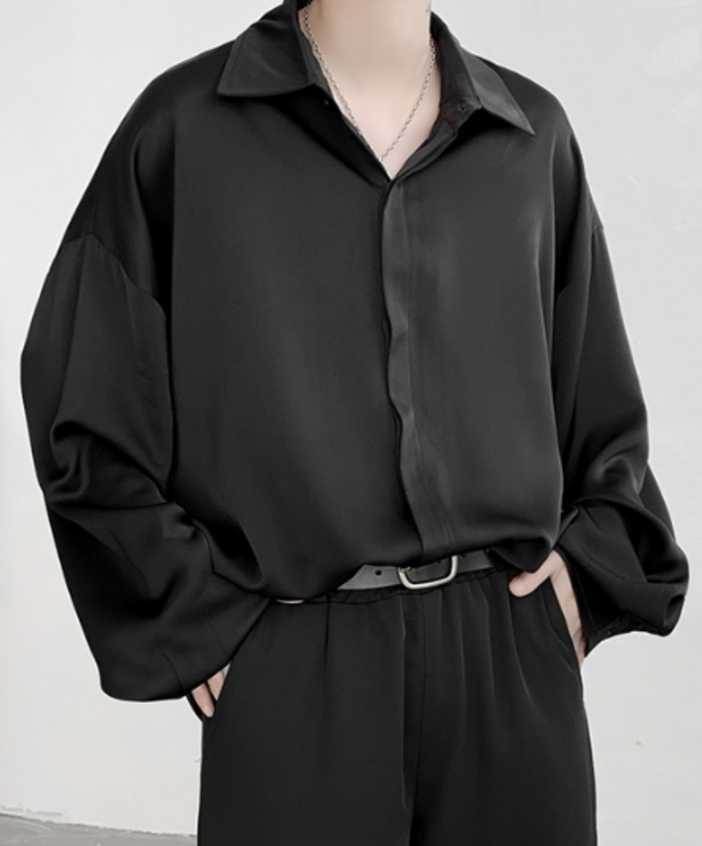 dark loose plain shirt EN1188
