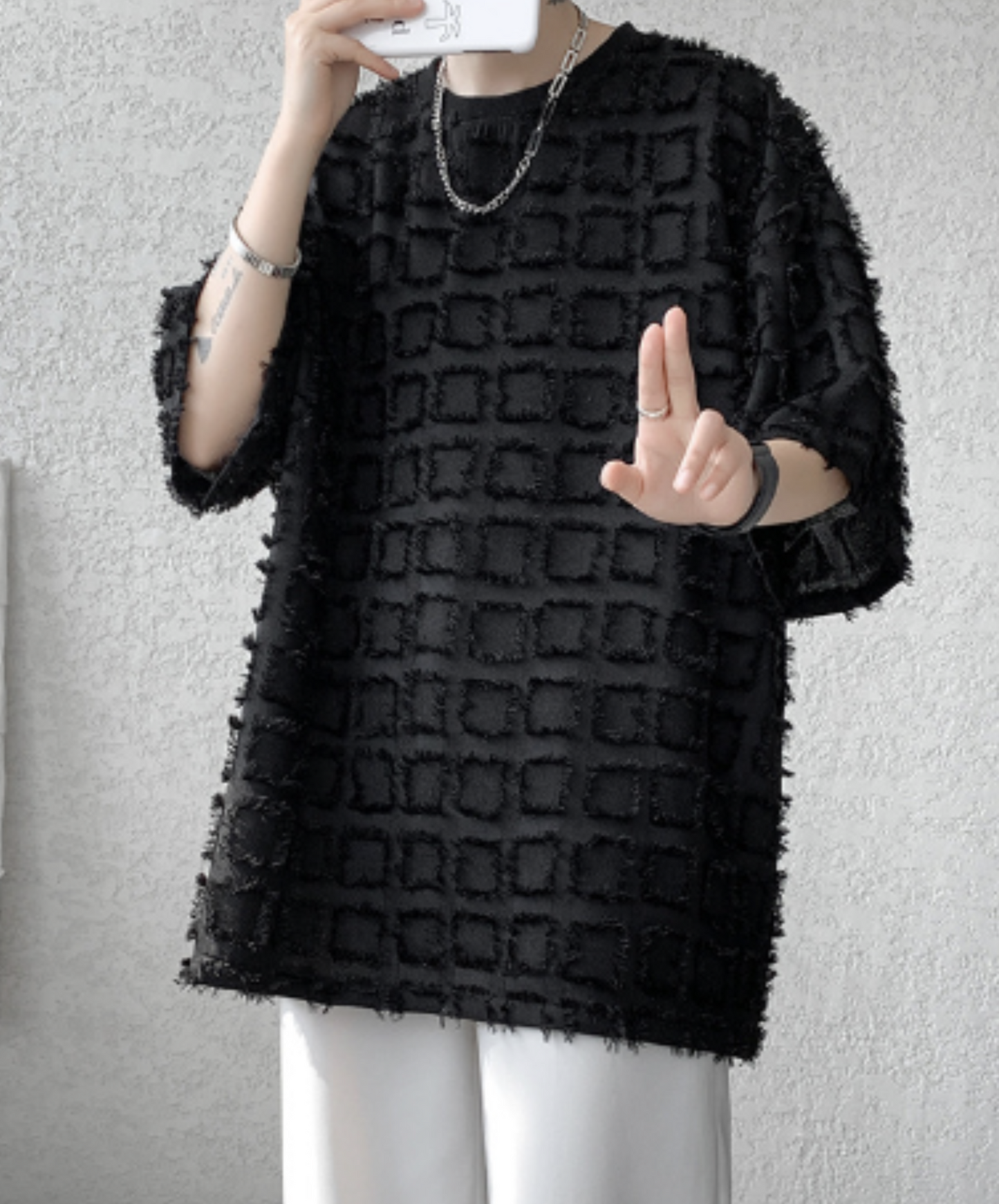 square alignment oversize t-shirt EN1130