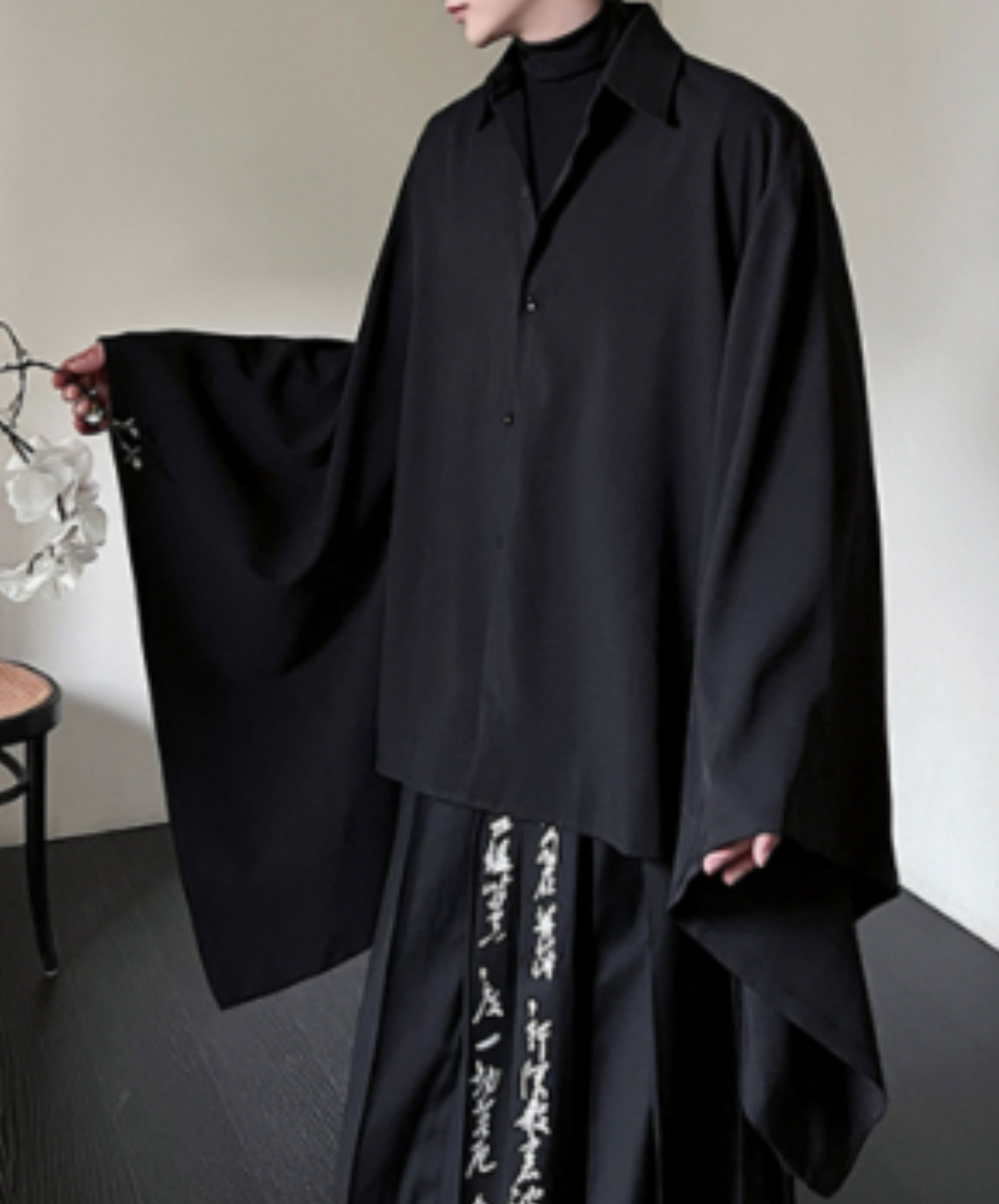 dark chinese style big silhouette shirt EN1325