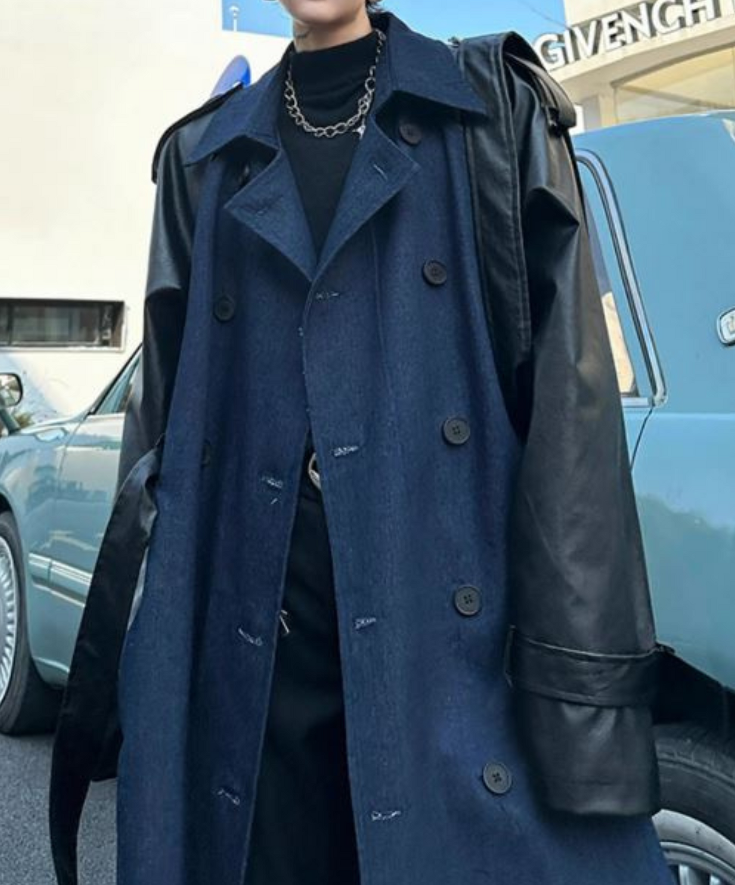 mixed double breasted material coat EN1371