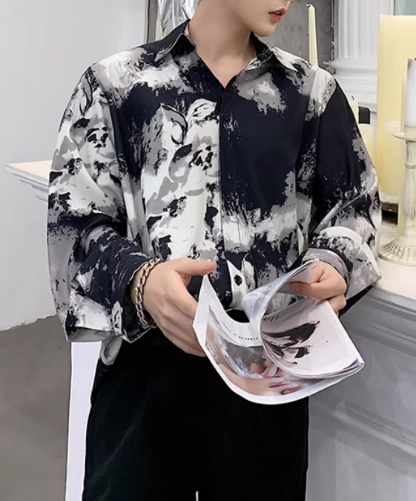 【style68】dark mode outfit set EN1892(jacket + shirt + pants set)