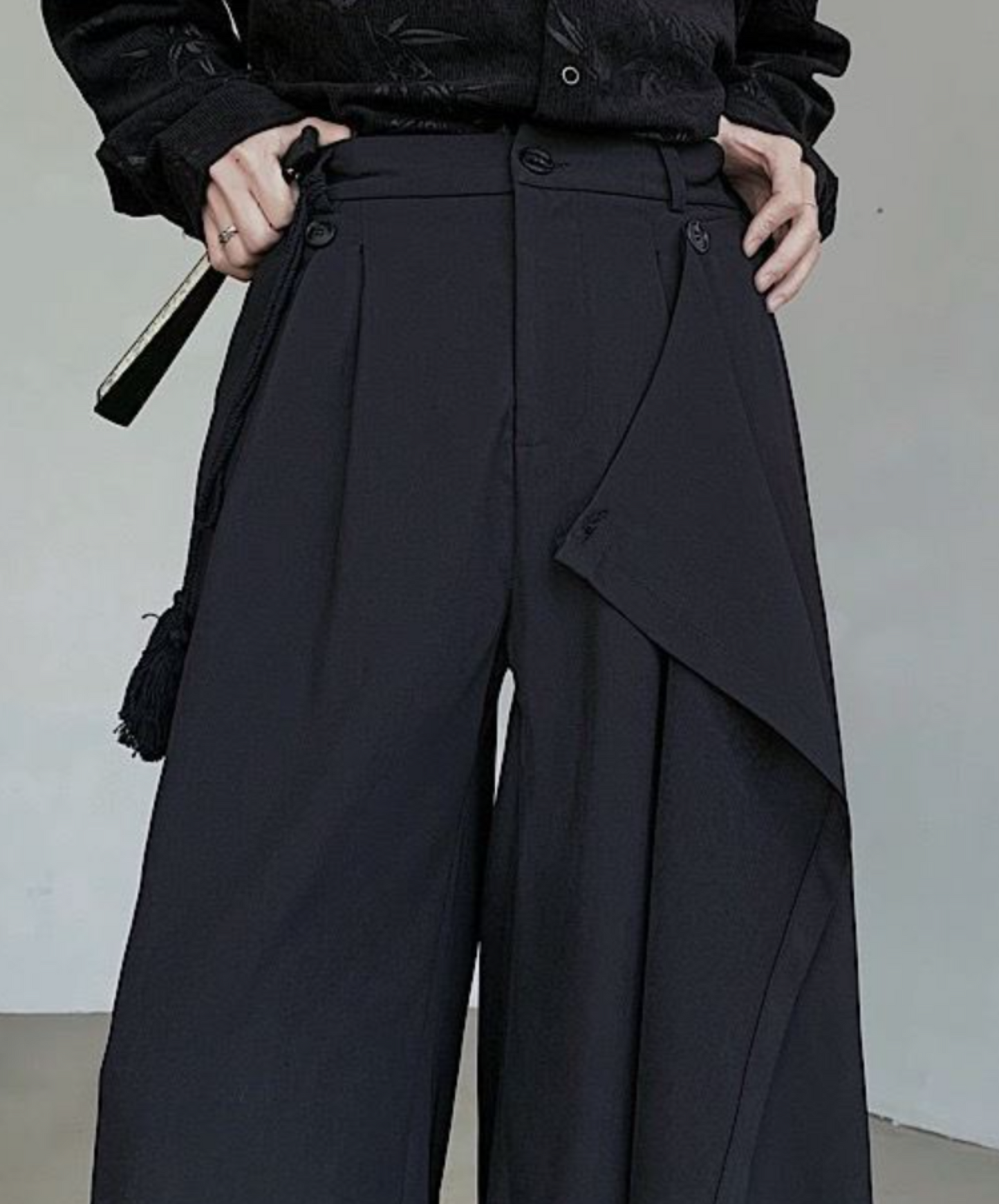 dark chinese style 2way casual wide pants EN1608