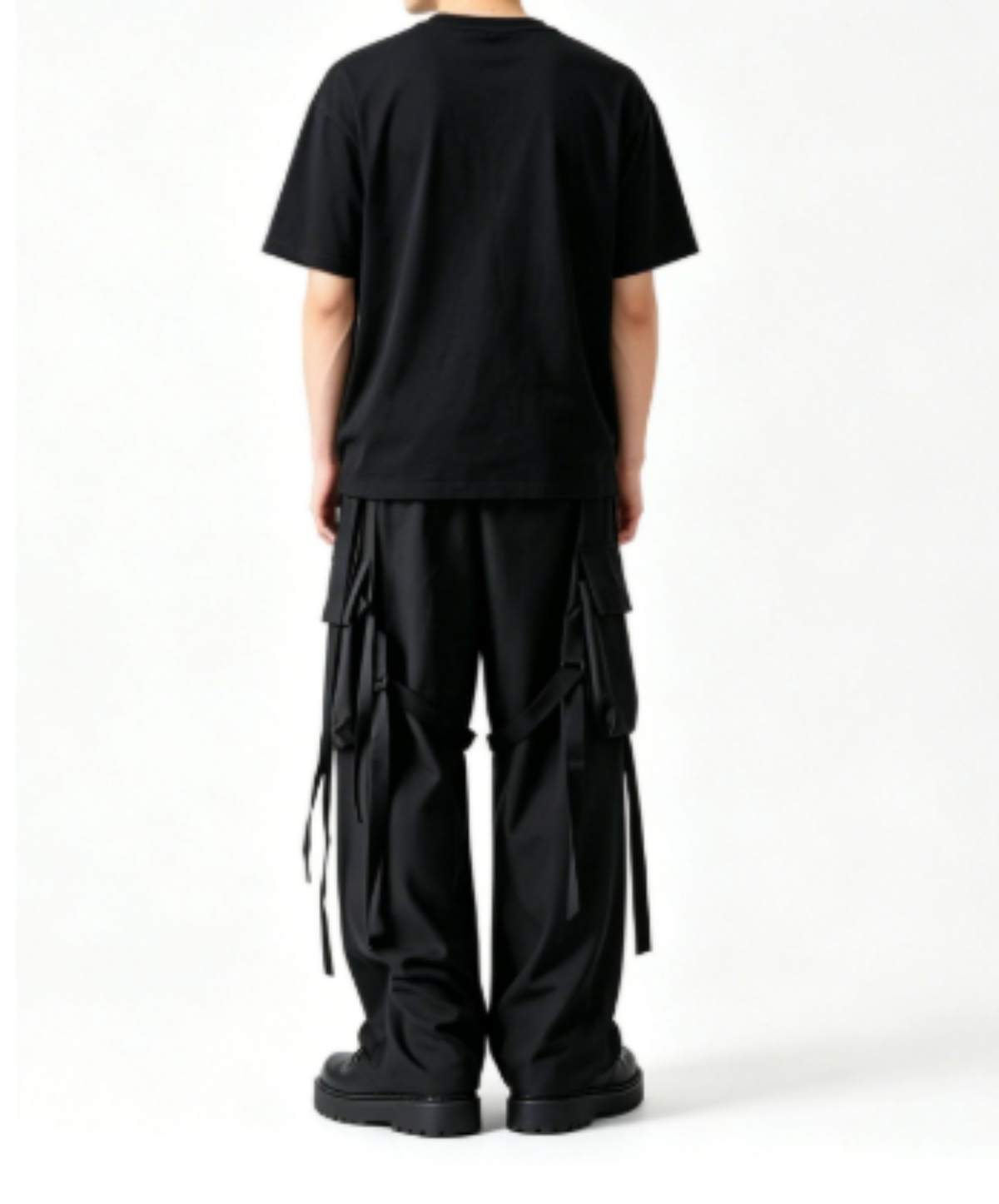 dark side flap pocket with strap wide pants EN3259