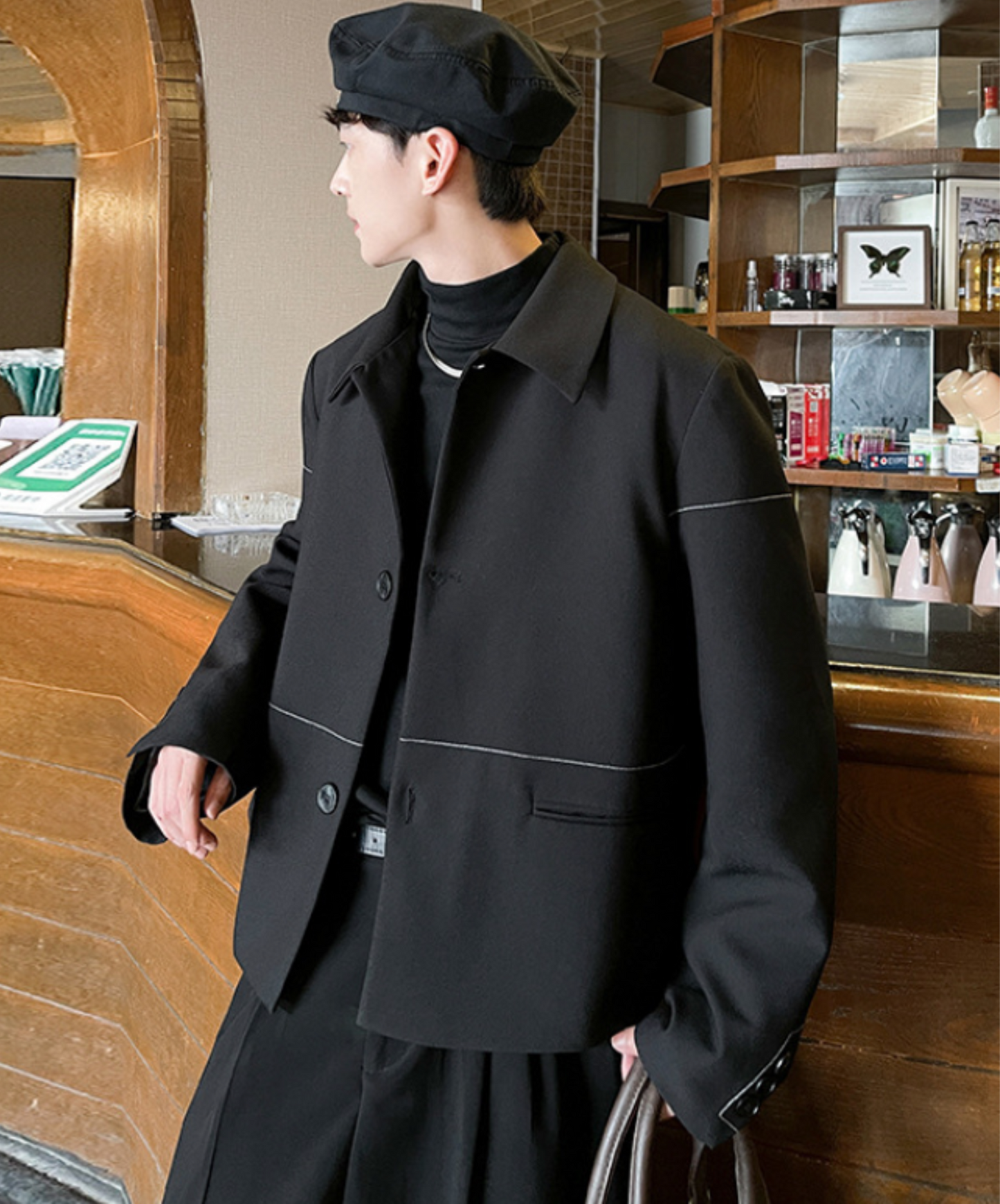 thin line button decoration jacket EN2362