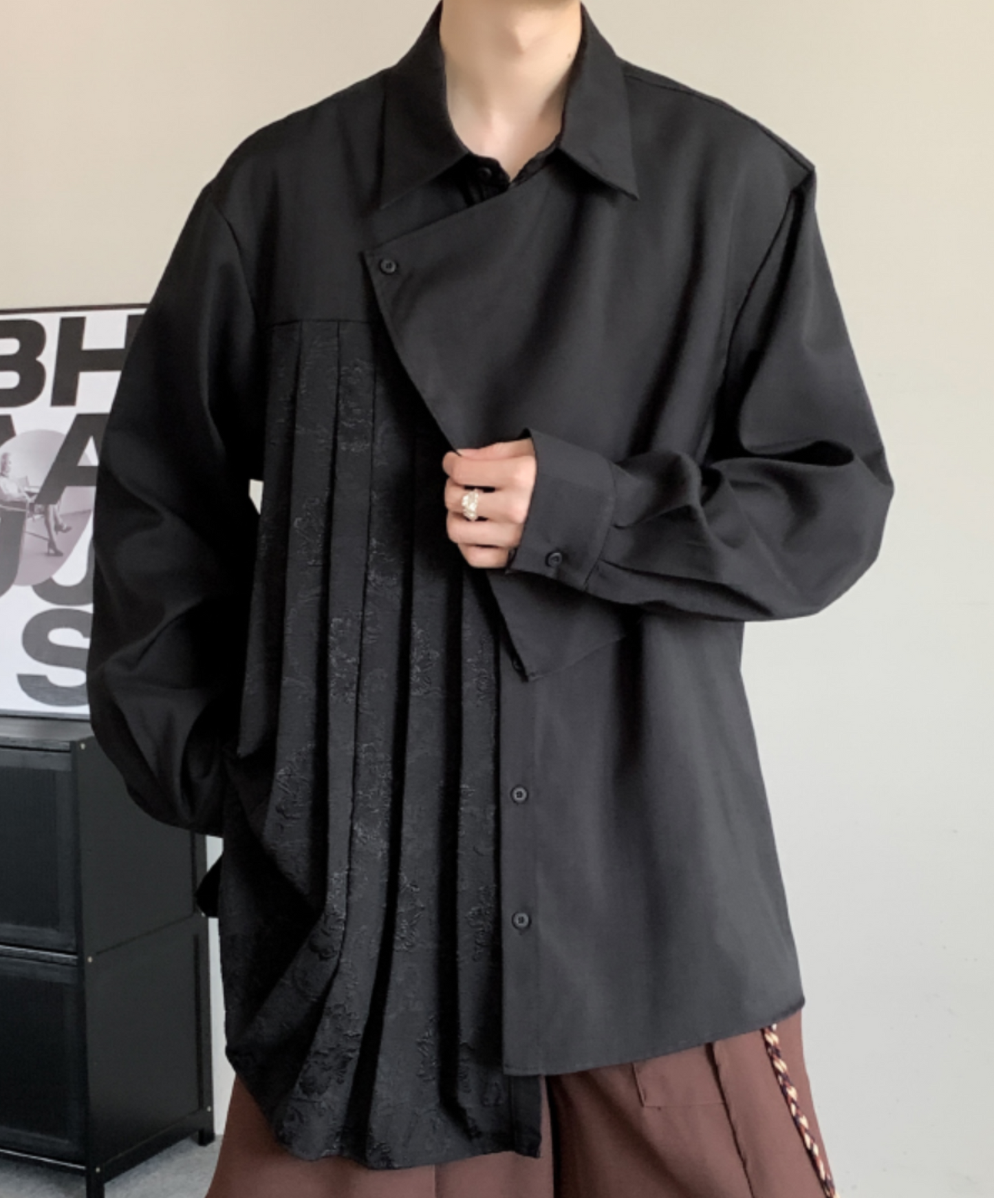 asymmetric splicing shirt EN1489