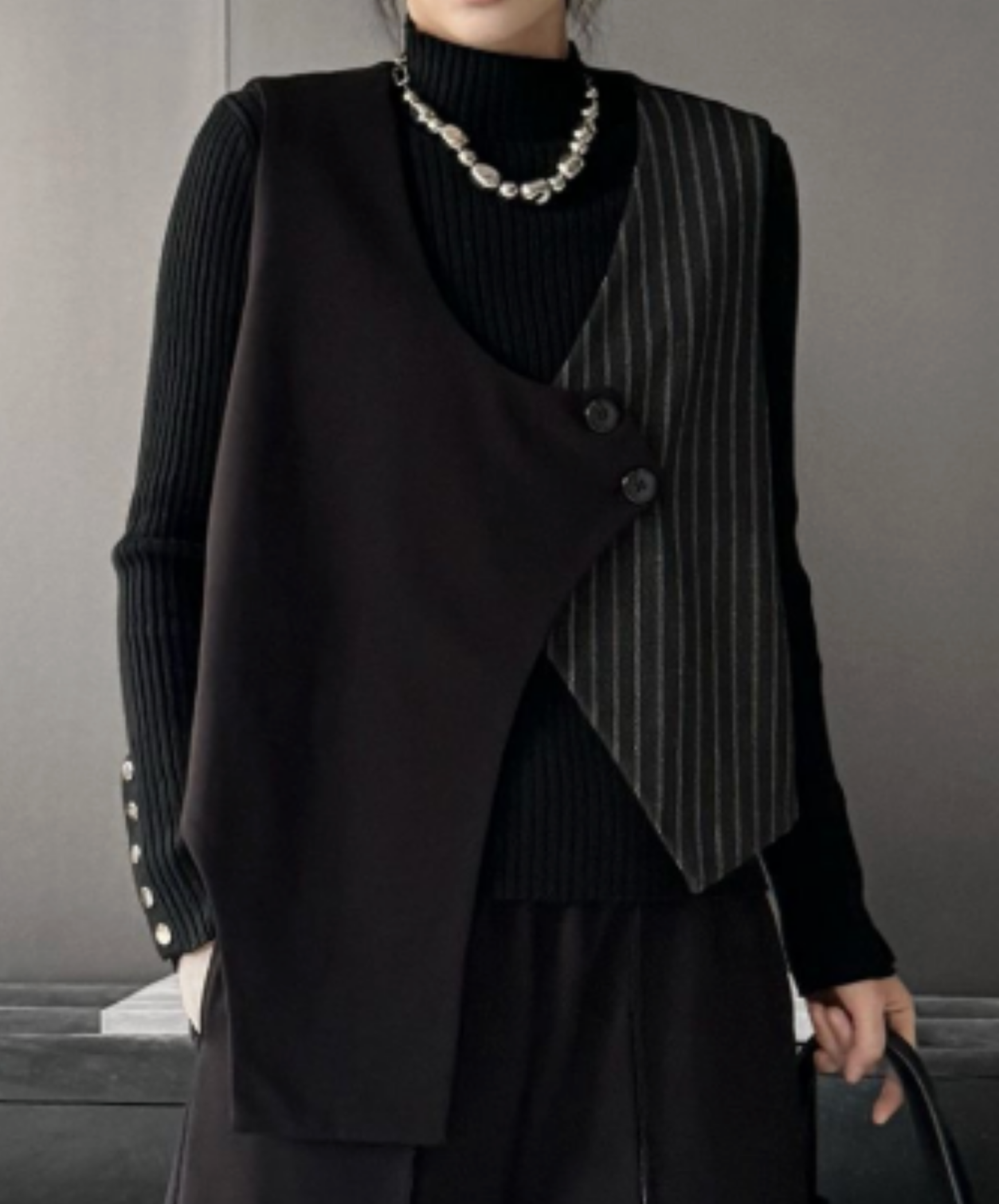 striped patchwork Irregular vest EN2742