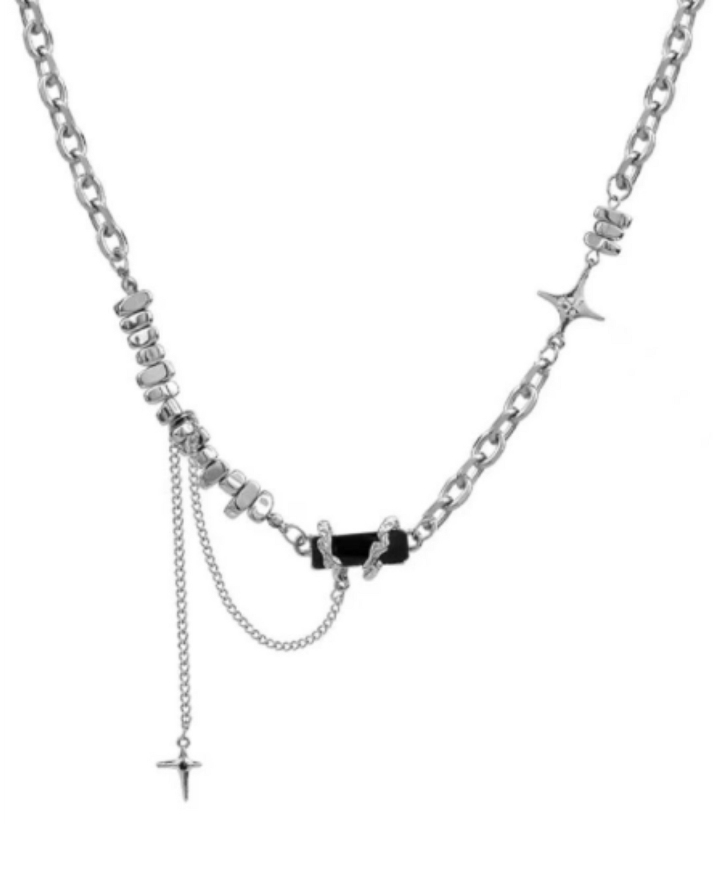 baroque stone and cross necklace EN1980