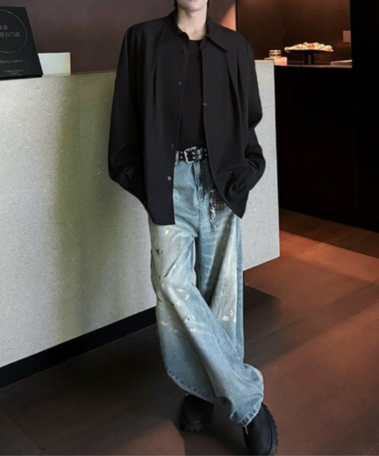 retro pleated drape shirt EN2310