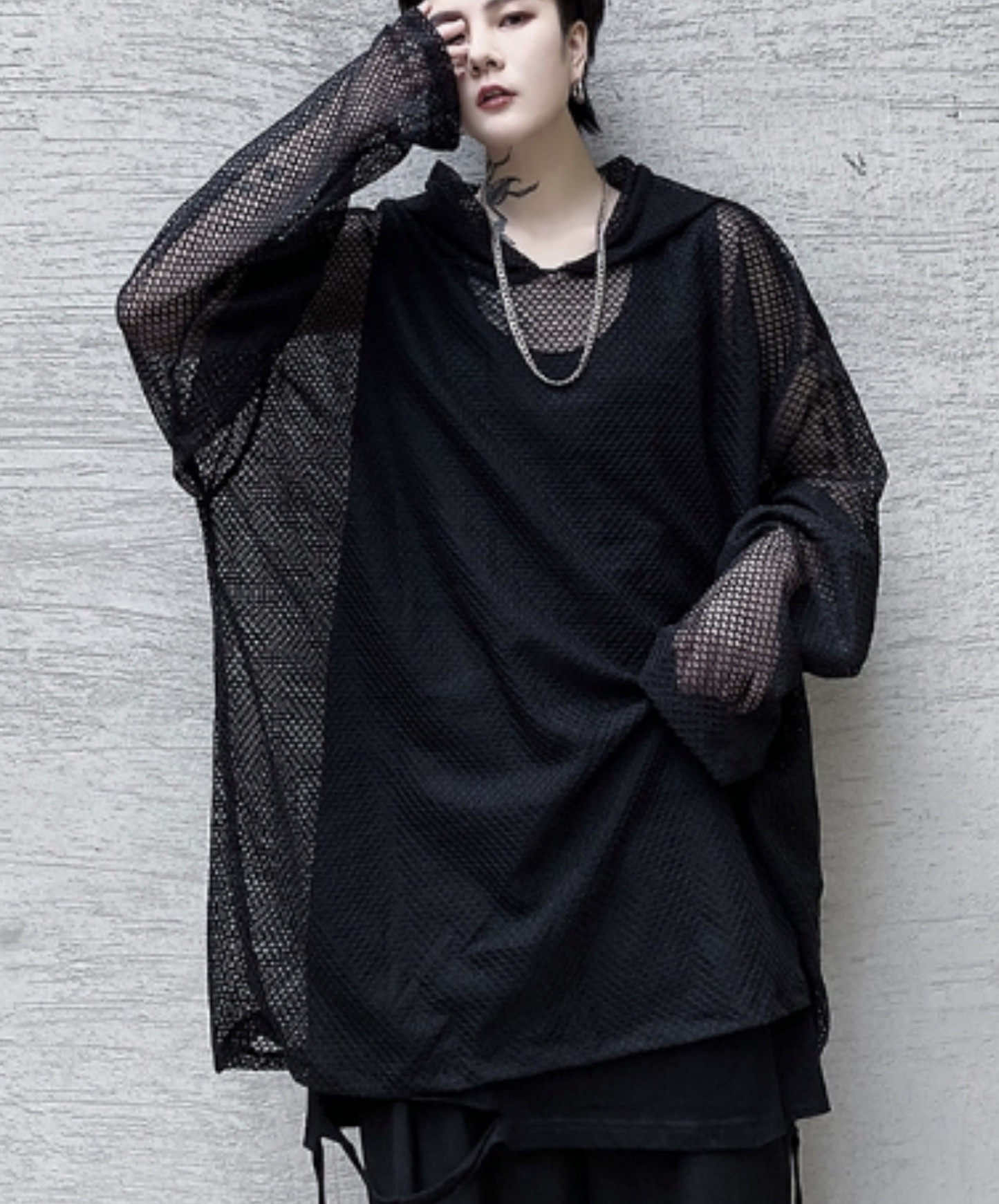 dark mesh hoodie EN1133
