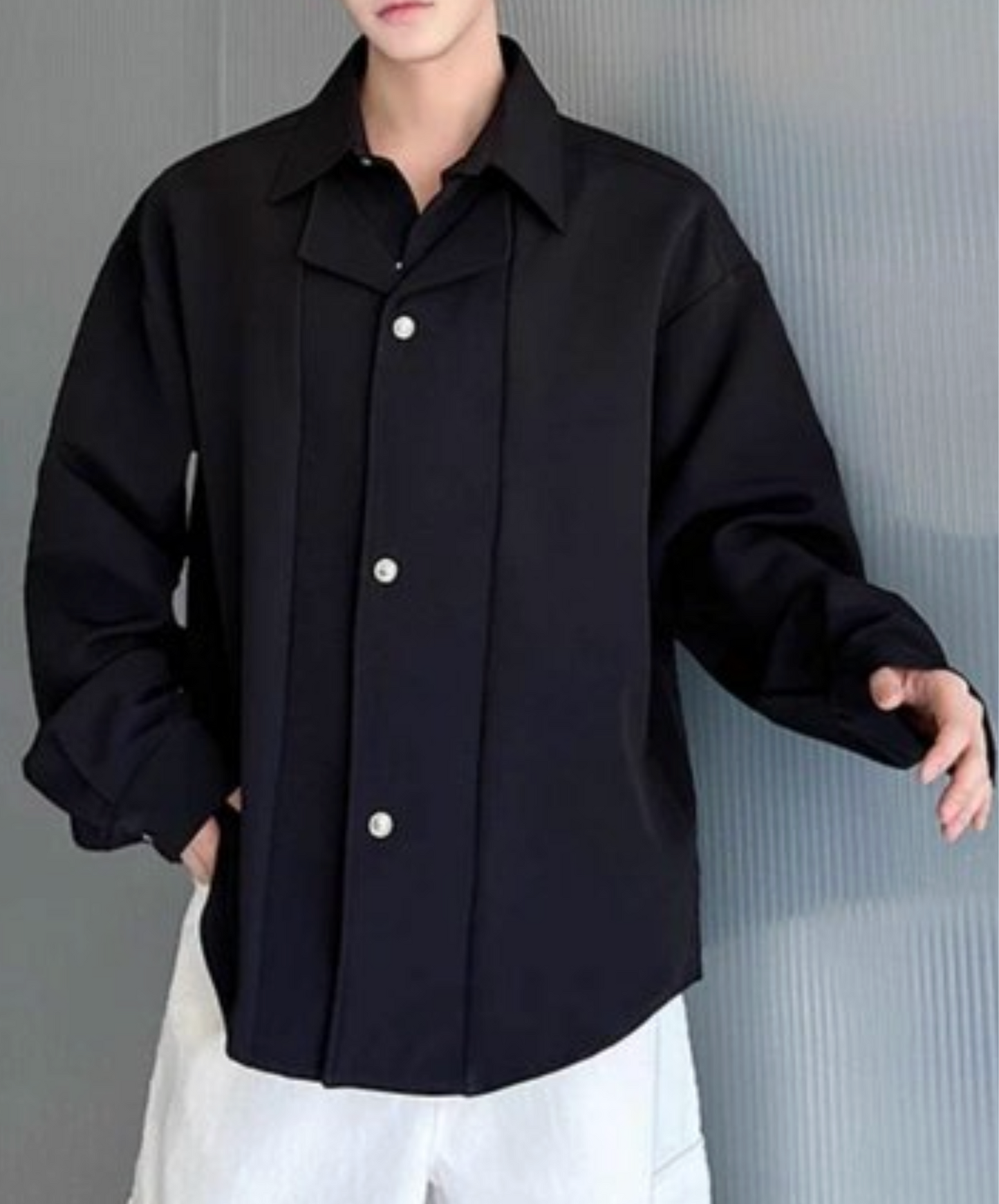 draped fake two-piece suit shirt EN2452