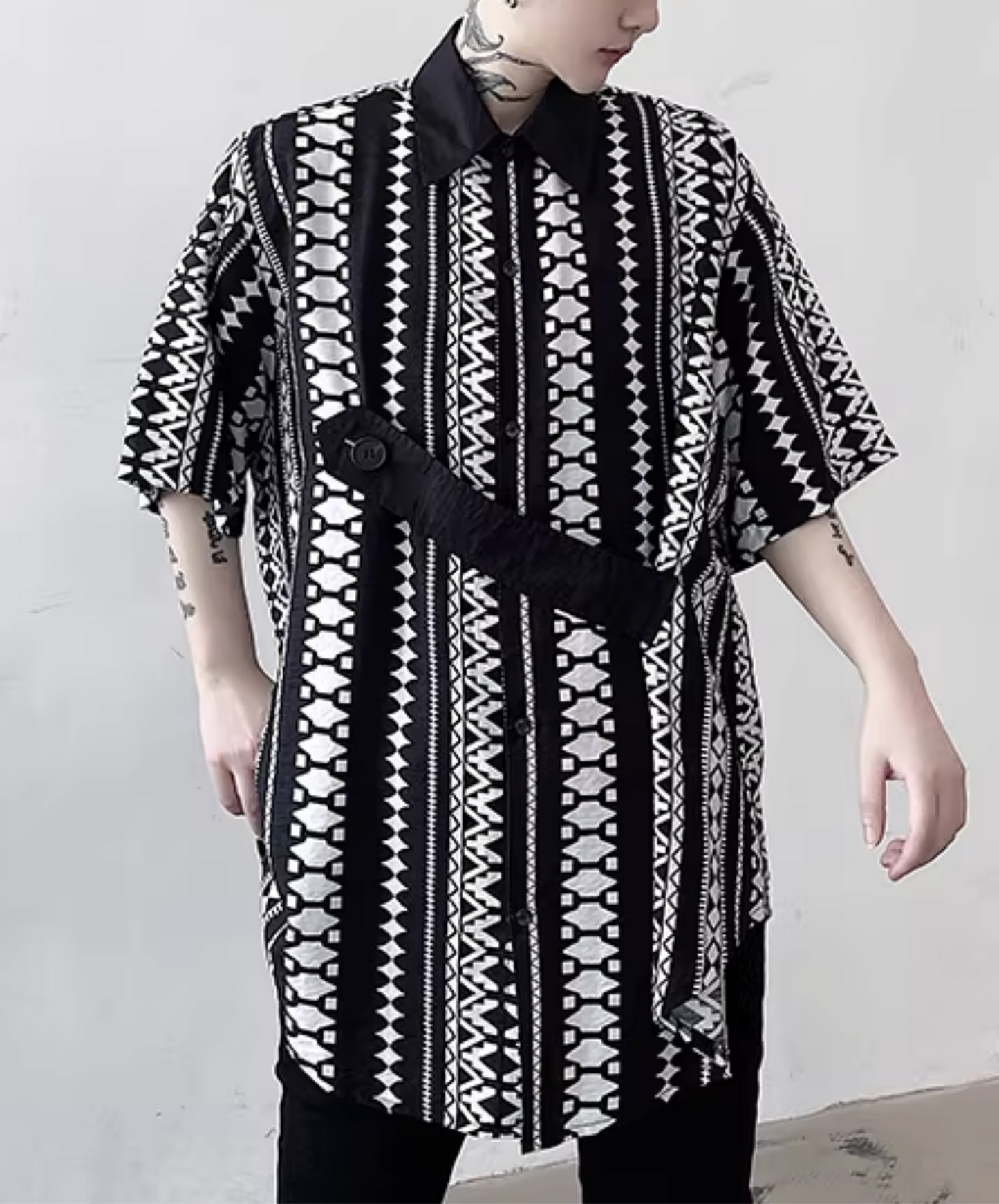 ethnic-like patterns stripe shirt EN2815