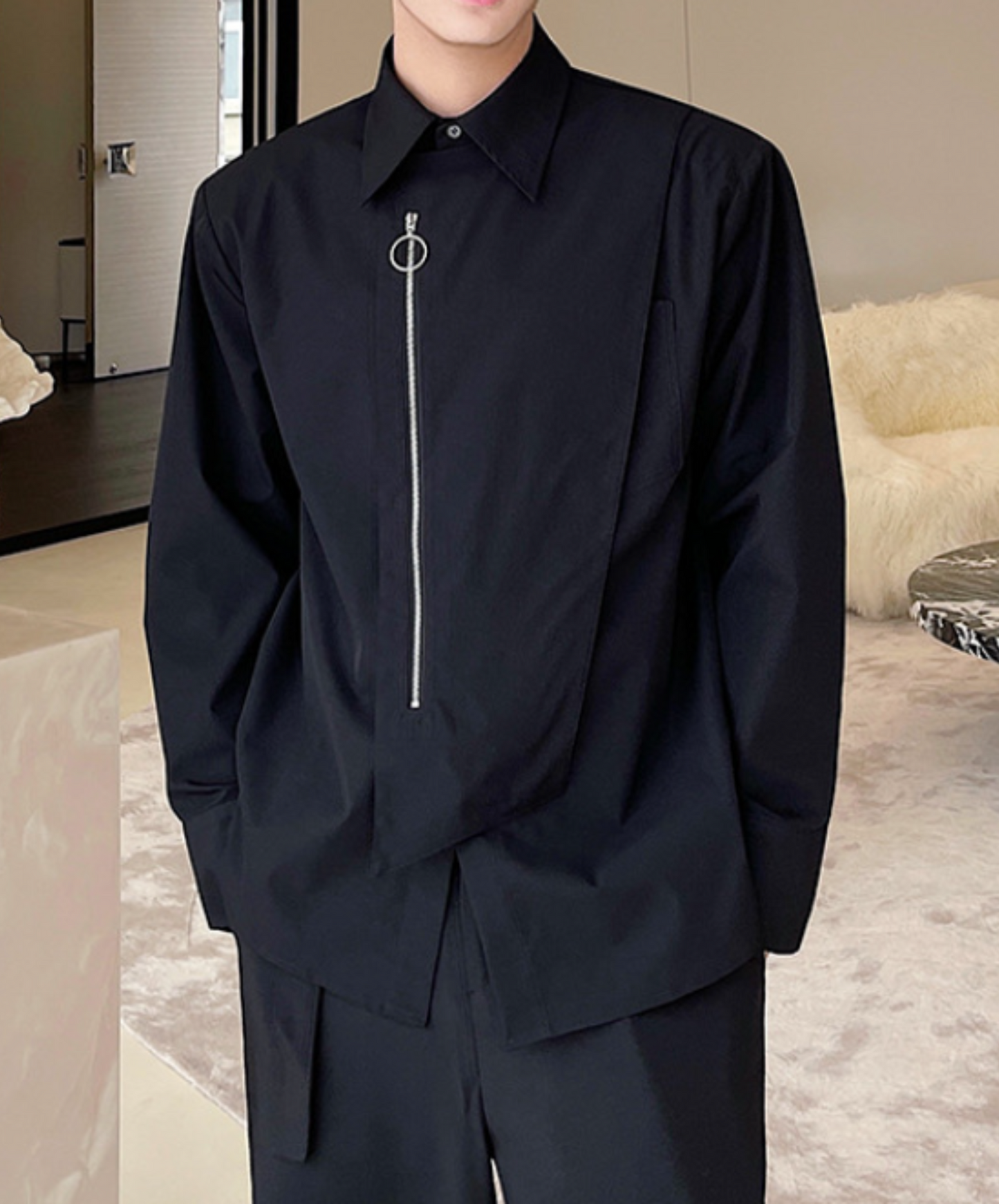 【style67】dark mode outfit set EN1891(jacket + shirt + skirt set)