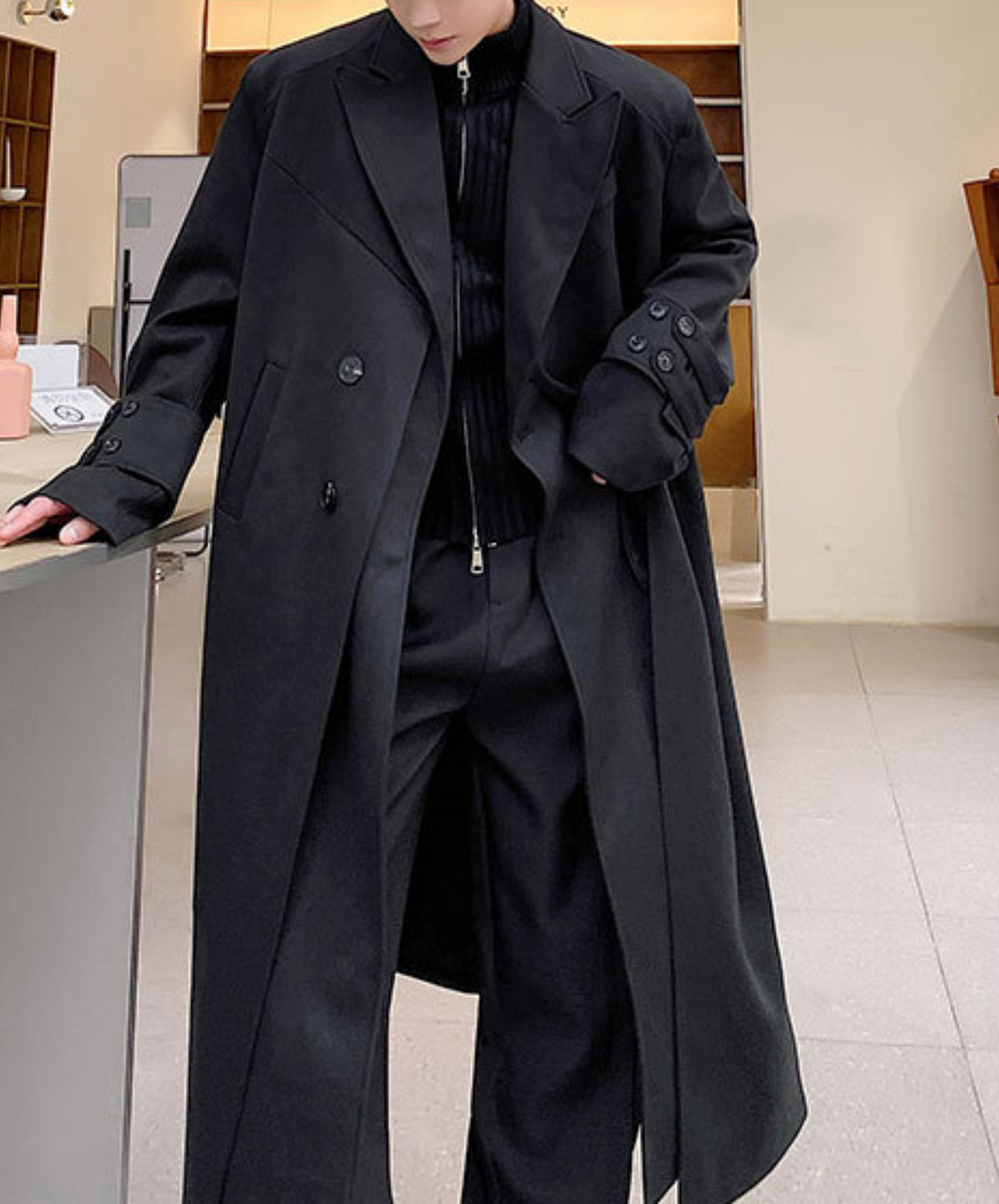 【style39】dark mode outfit set EN1412( coat+ pants set)
