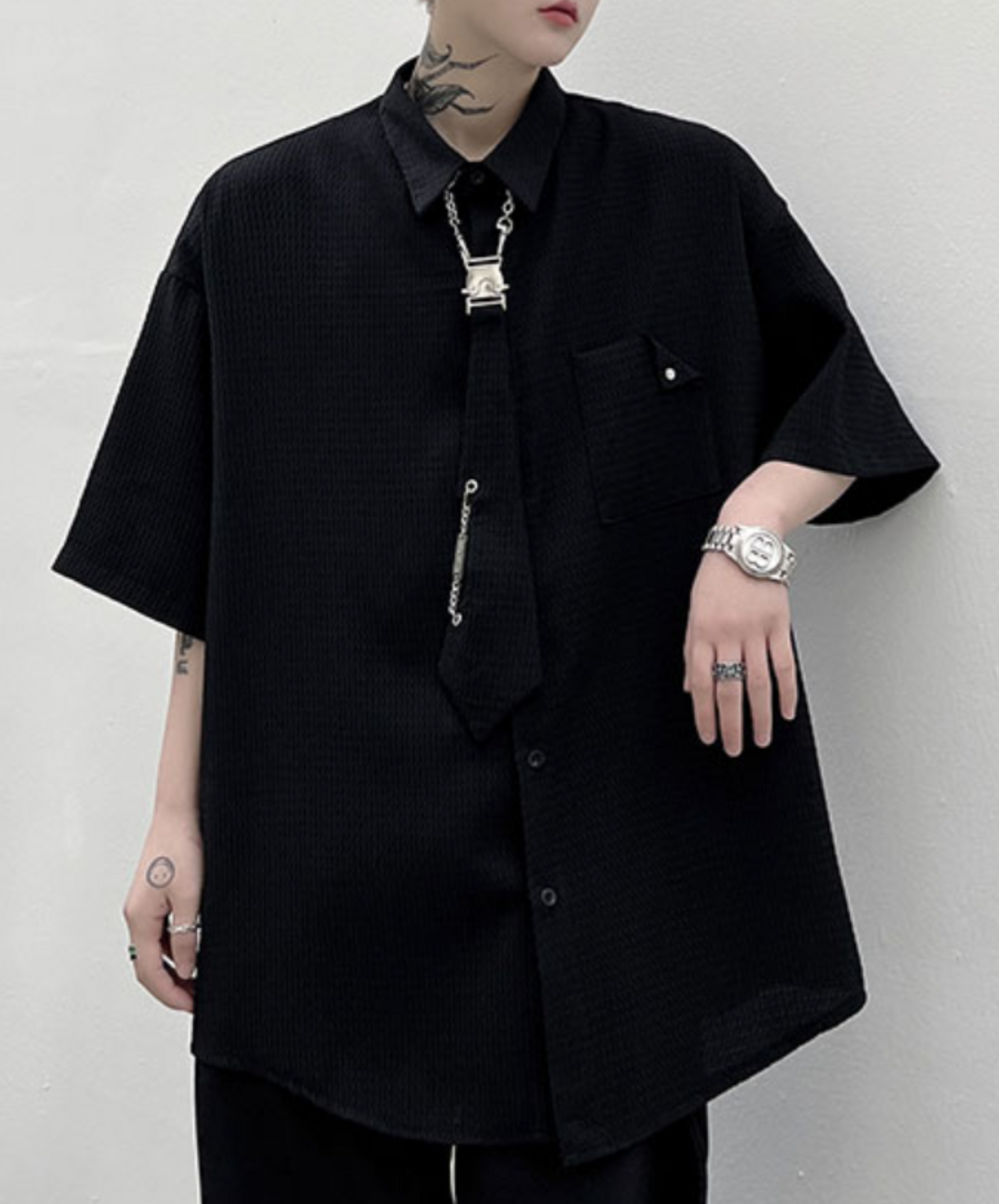 【style51】dark mode outfit set EN1848(jacket + shirt + skirt set)