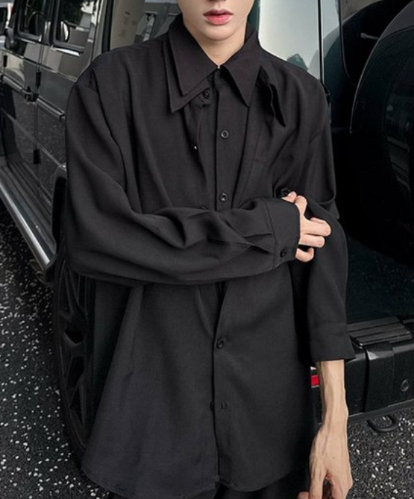 dark double-collar fake two-piece shirt EN2340