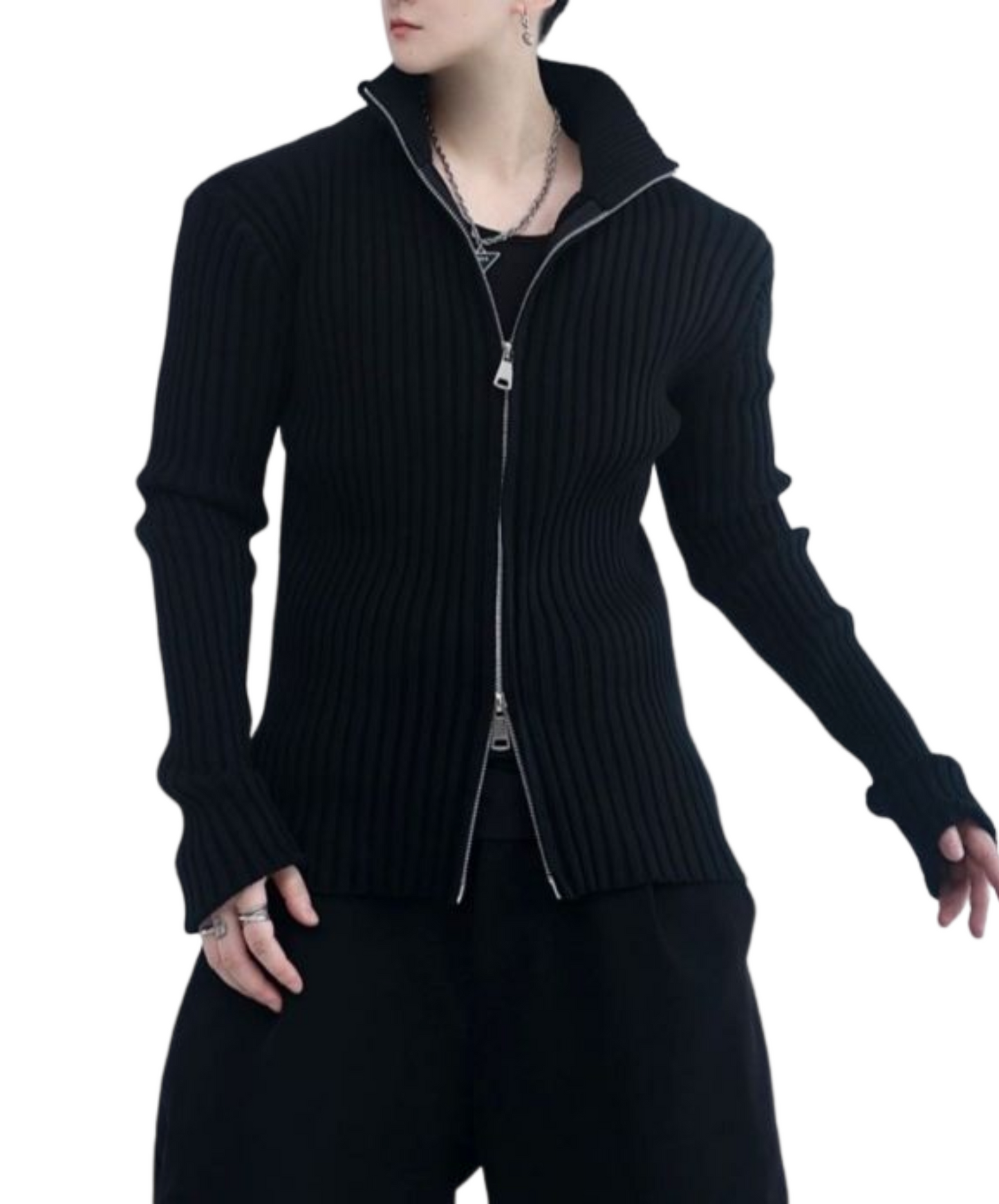 【style57】dark mode outfit set EN1854(jacket + sweater + pants set)