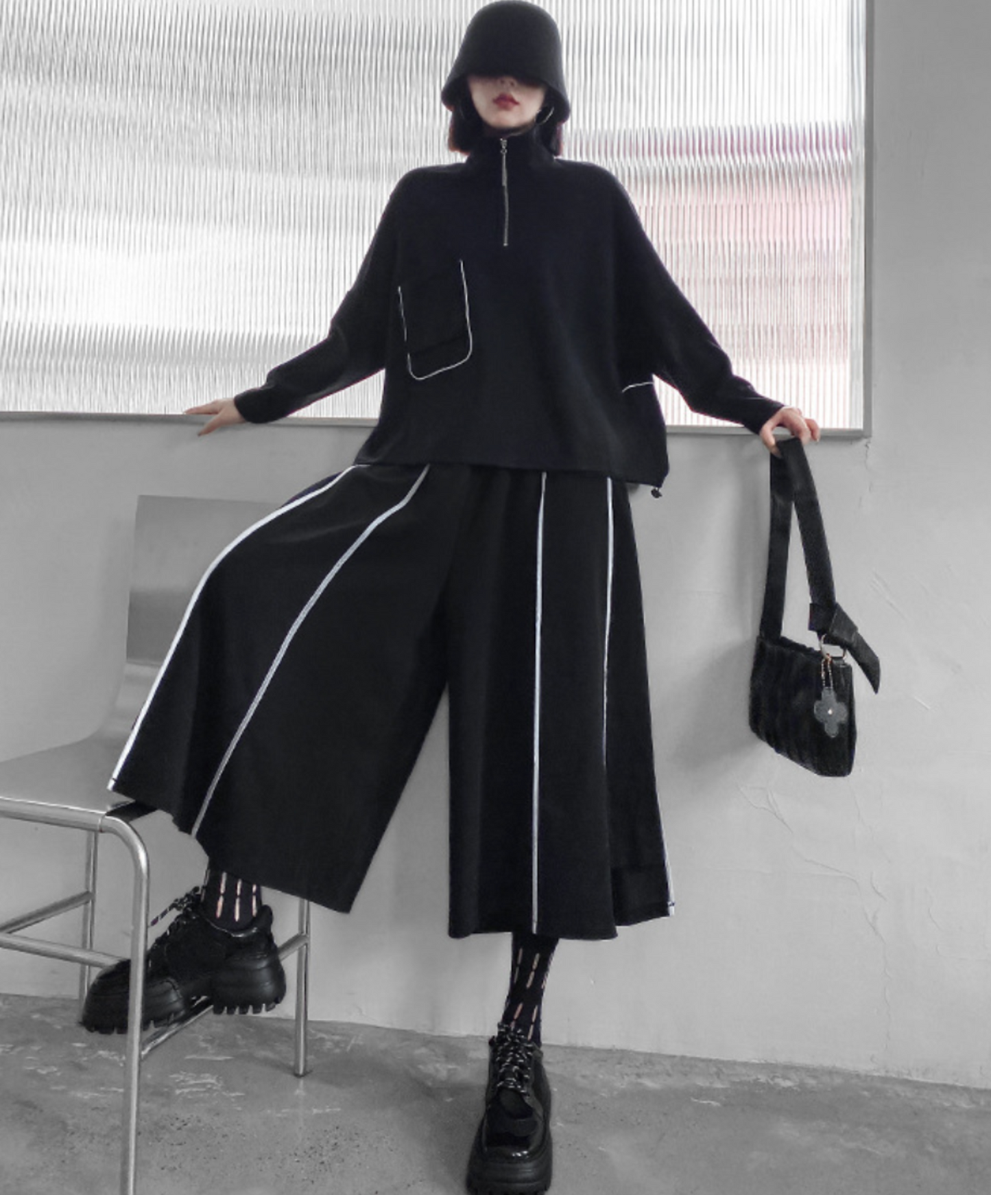 white line retro wide pants EN2304